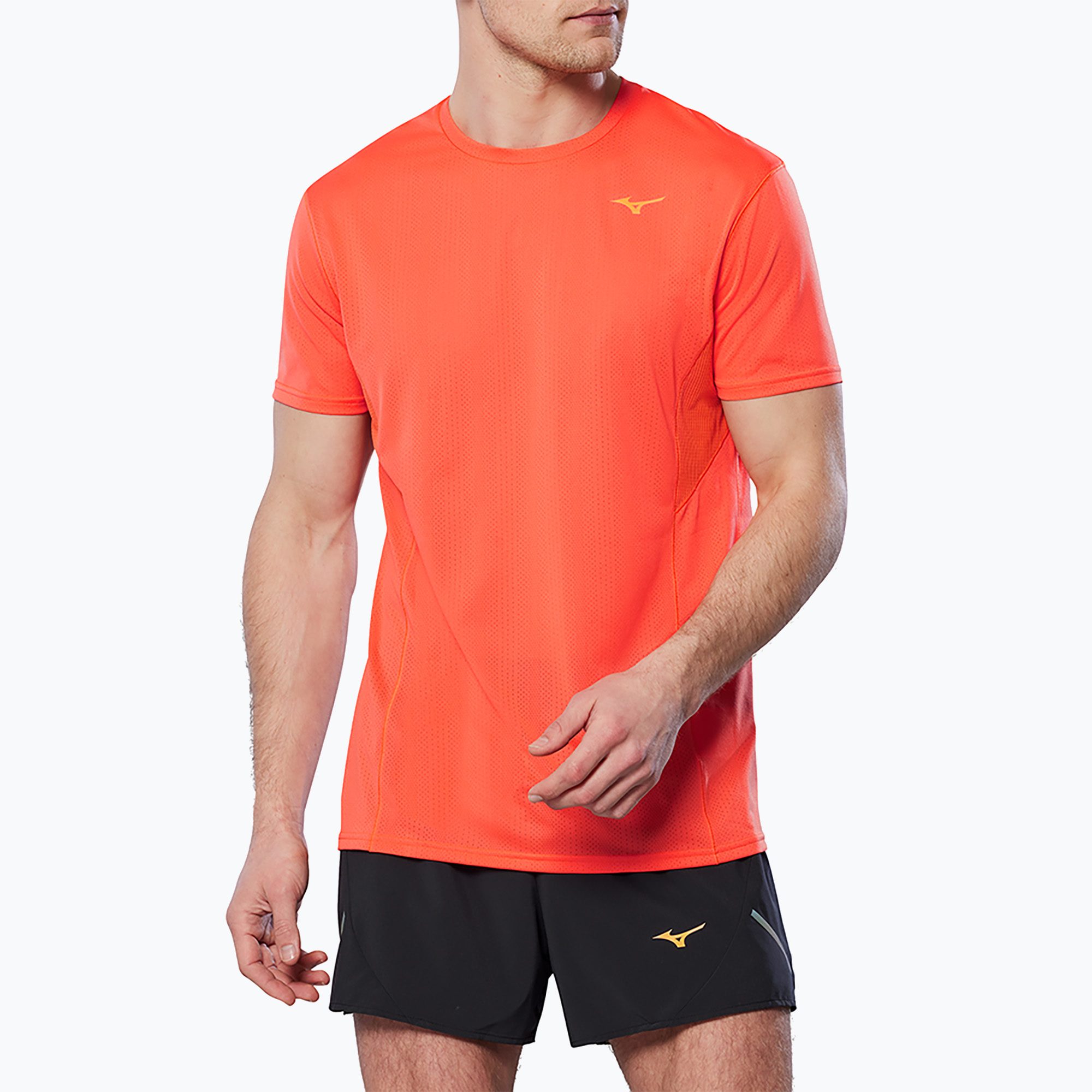 Maglietta da corsa Mizuno DryAeroFlow Tee nasturtium da uomo (S) (DryAeroFlow Tee J2GAB00454)