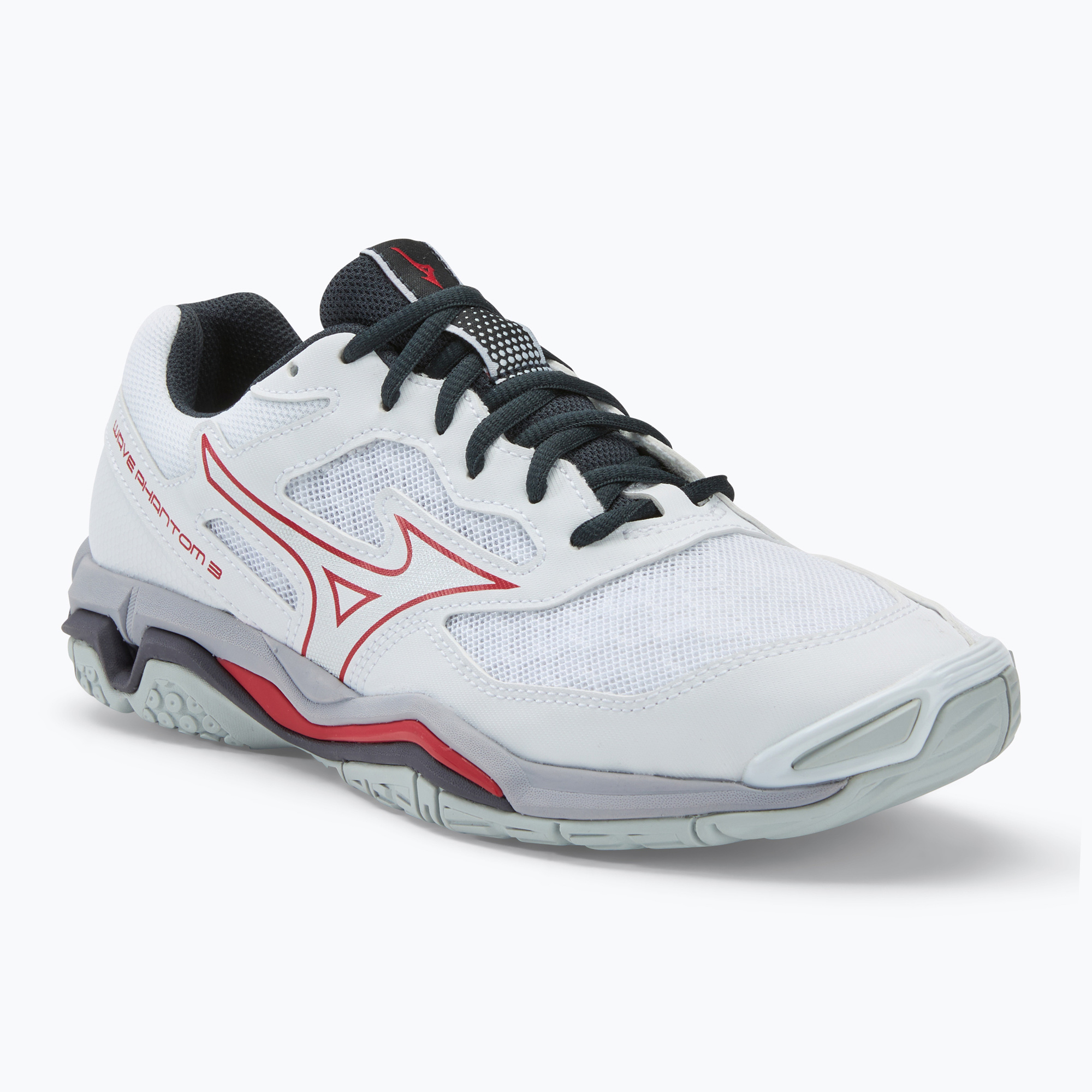 Scarpe da pallamano da uomo Mizuno Wave Phantom 3 bianco/salsa/nero (44.5 EU) (Wave Phantom 3 X1GA226096)