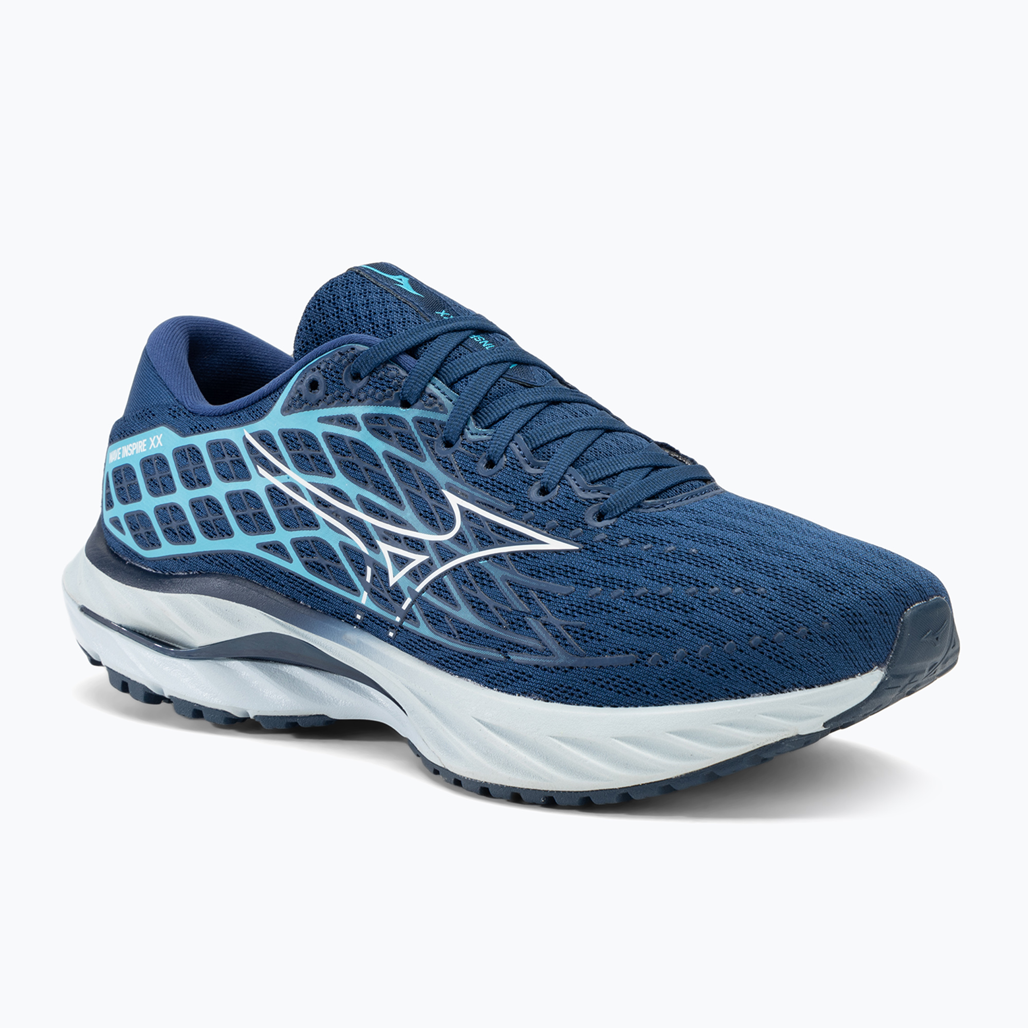 Scarpe da corsa da uomo Mizuno Wave Inspire 20 estate blu/bianco/blu fluviale (46.5 EU) (Wave Inspire 20 J1GC244451)