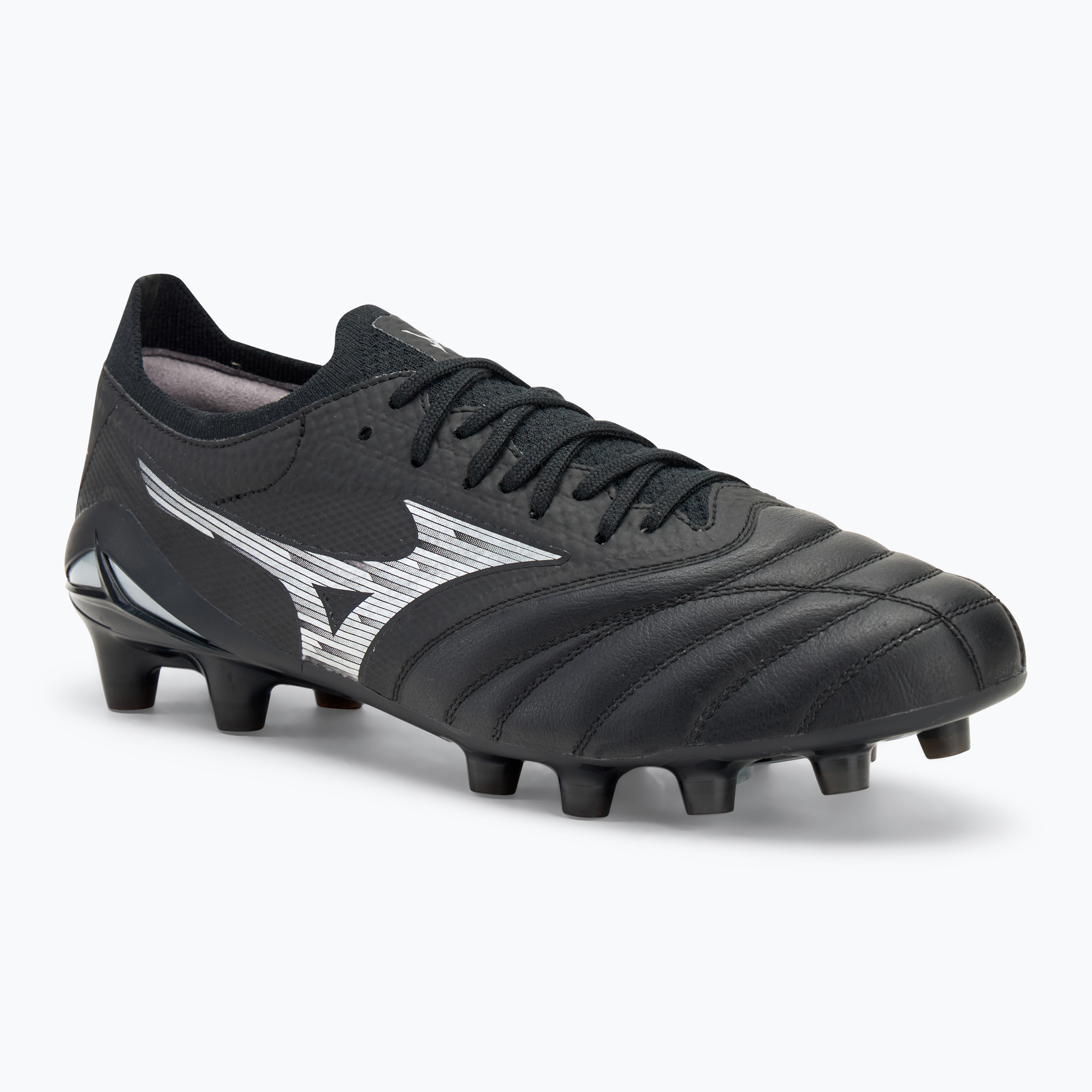 Scarpe da calcio Mizuno Morelia Neo IV β Elite FG uomo nero/argento galassia (44.5 EU) (Morelia Neo IV β Elite P1GA244203)