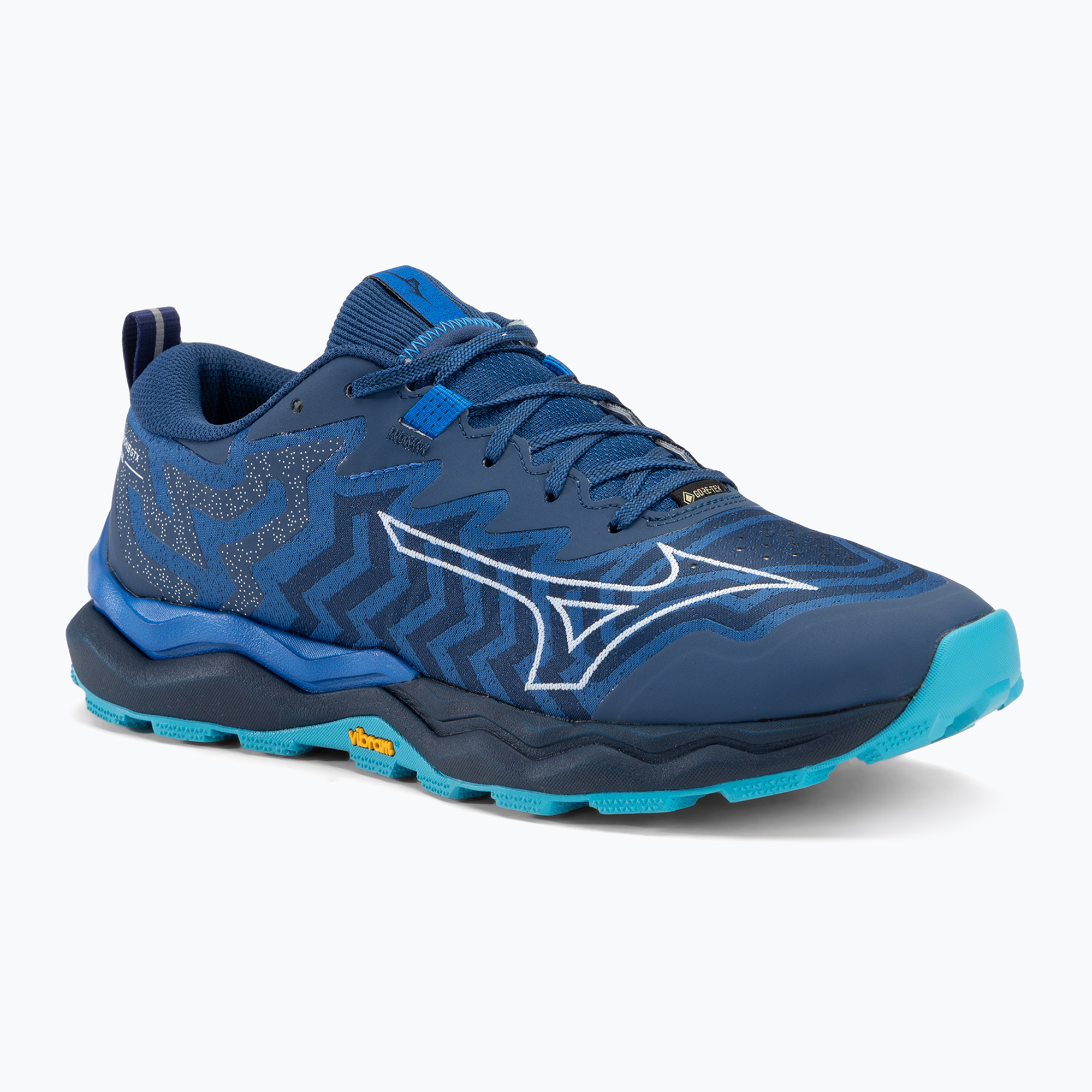 Scarpe da corsa da uomo Mizuno Wave Daichi 8 GTX blu classico/ bianco/ blu paggetto (44 EU) (Wave Daichi 8 GTX J1GJ245651)