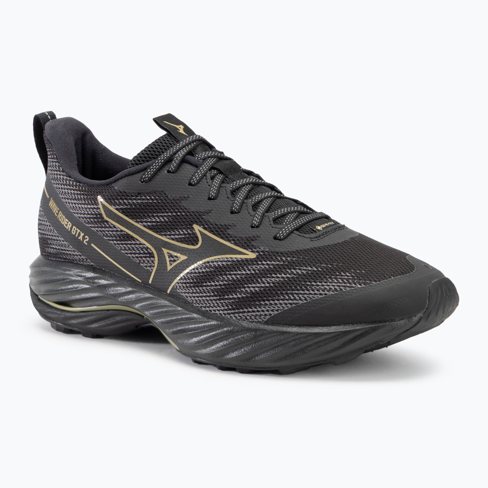 Scarpe da corsa da uomo Mizuno Wave Rider GTX 2 nero/oro/ombra silenziosa (45 EU) (Wave Rider GTX 2 J1GC247901)