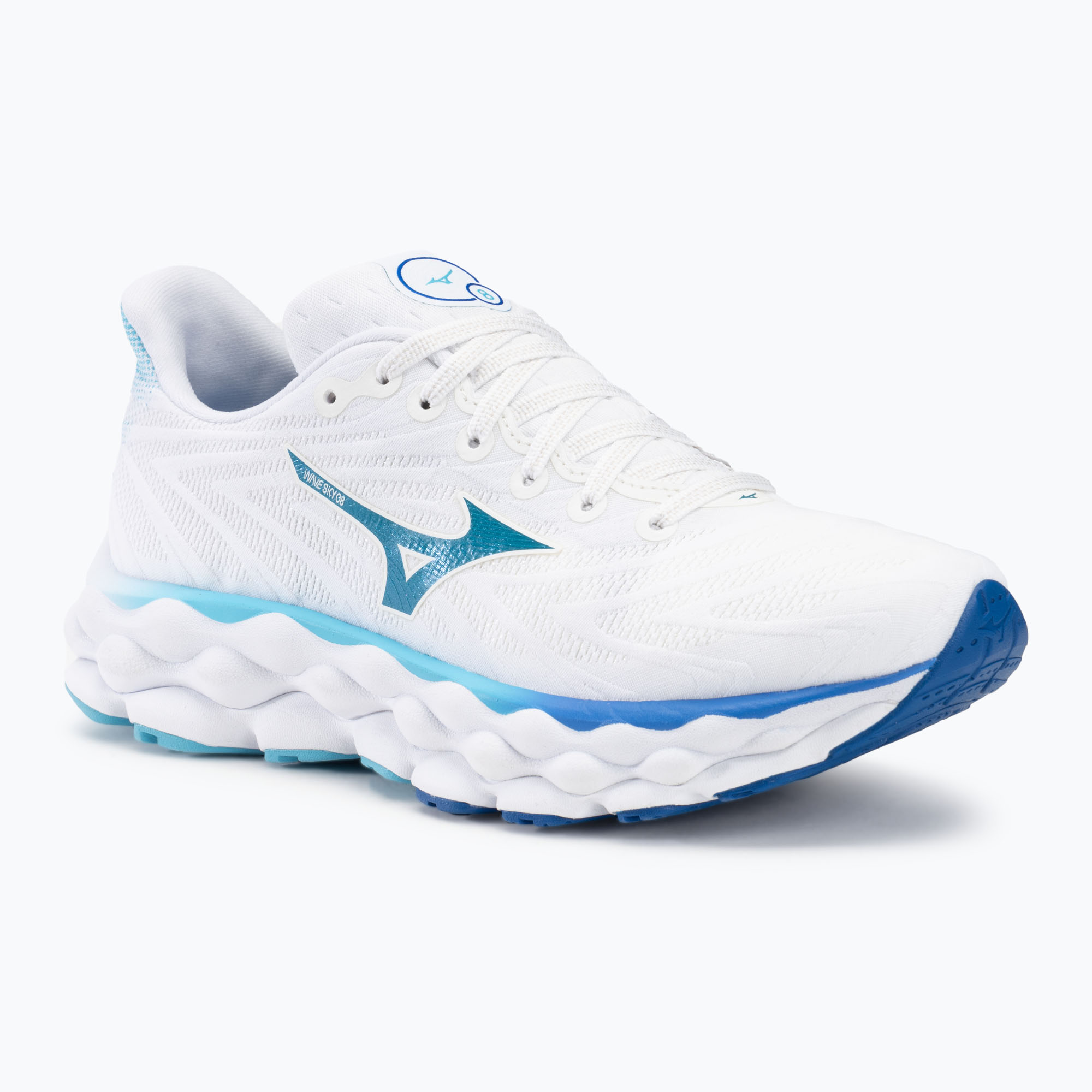 Scarpe da corsa da donna Mizuno Wave Sky 8 bianco/blu laser/blu marino (37 EU) (Wave Sky 8 J1GD240221)