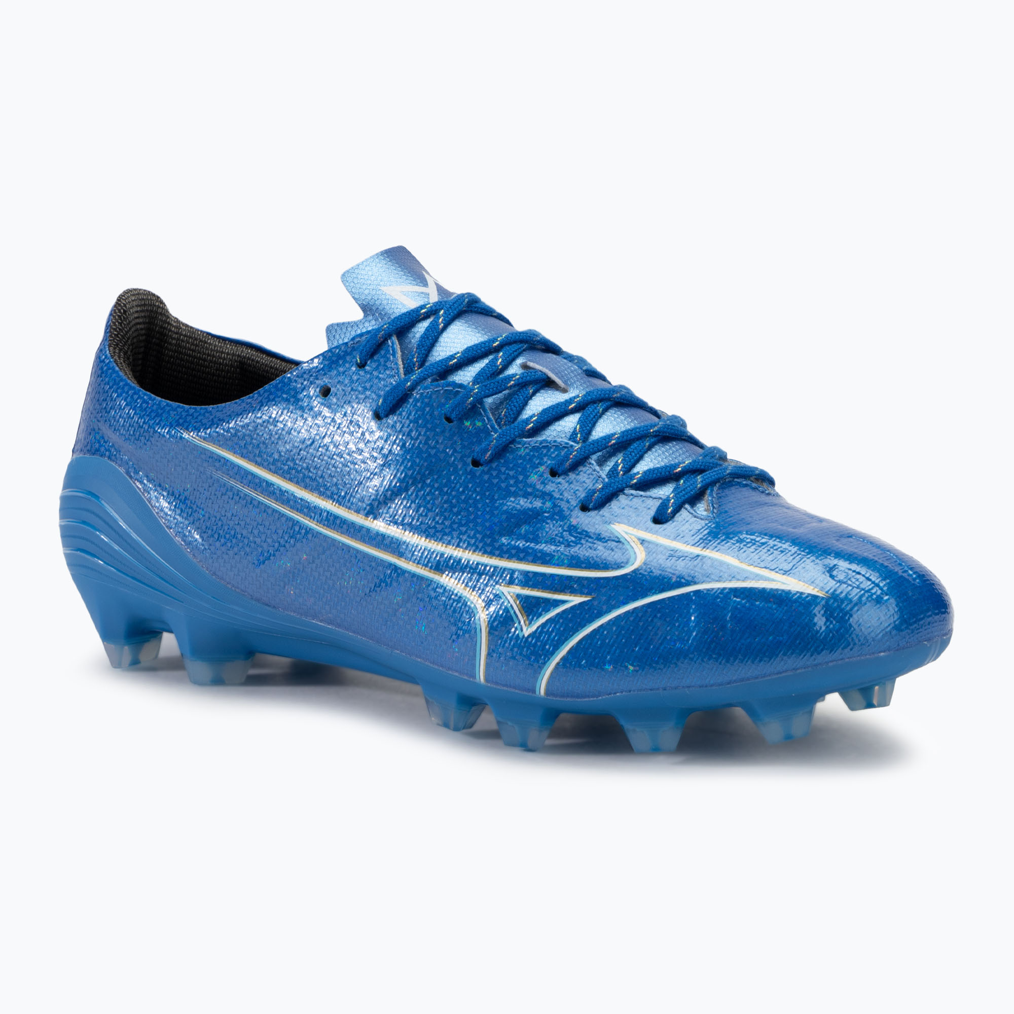 Scarpe da calcio da uomo Mizuno α Pro FG bianco/blu laser/oro (44.5 EU) (α Pro FG P1GA246427)