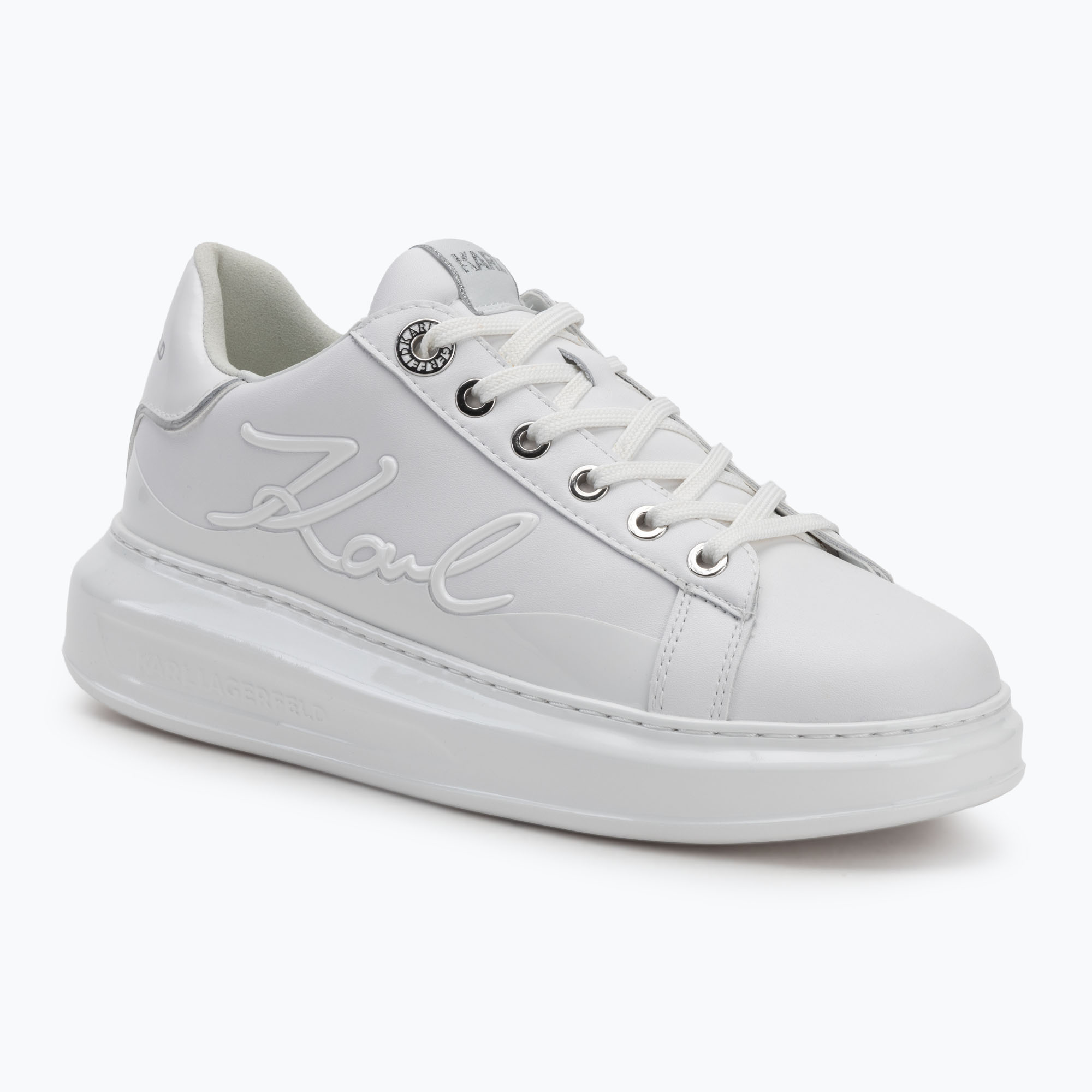Scarpe da donna KARL LAGERFELD Kapri Signia Shine pelle bianca/mono (36 EU) (Kapri Signia Shine KL62548F 01W)