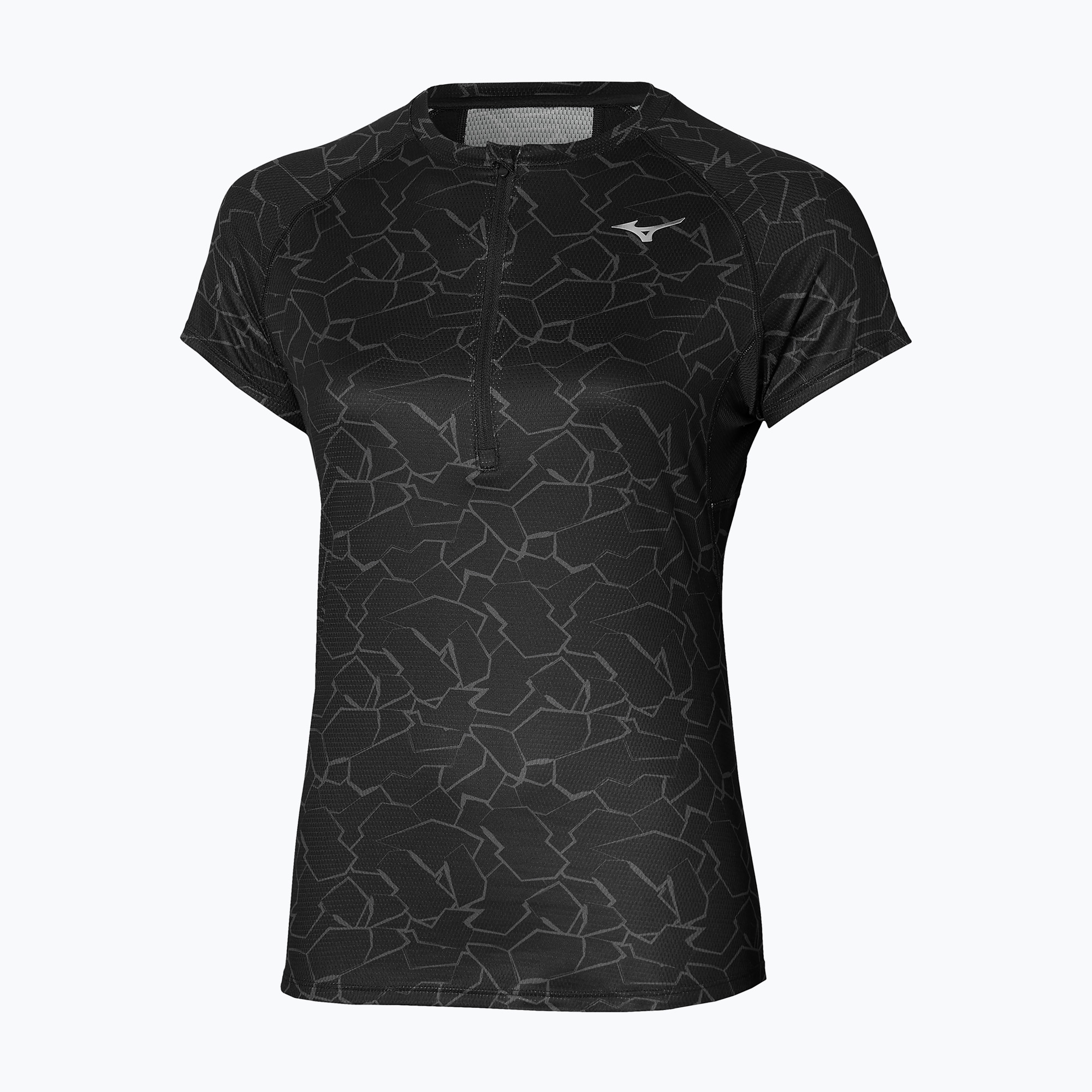 Maglietta da corsa da donna Mizuno Graphic Trail Tee nero (S) (Graphic Trail Tee J2GAC20609)