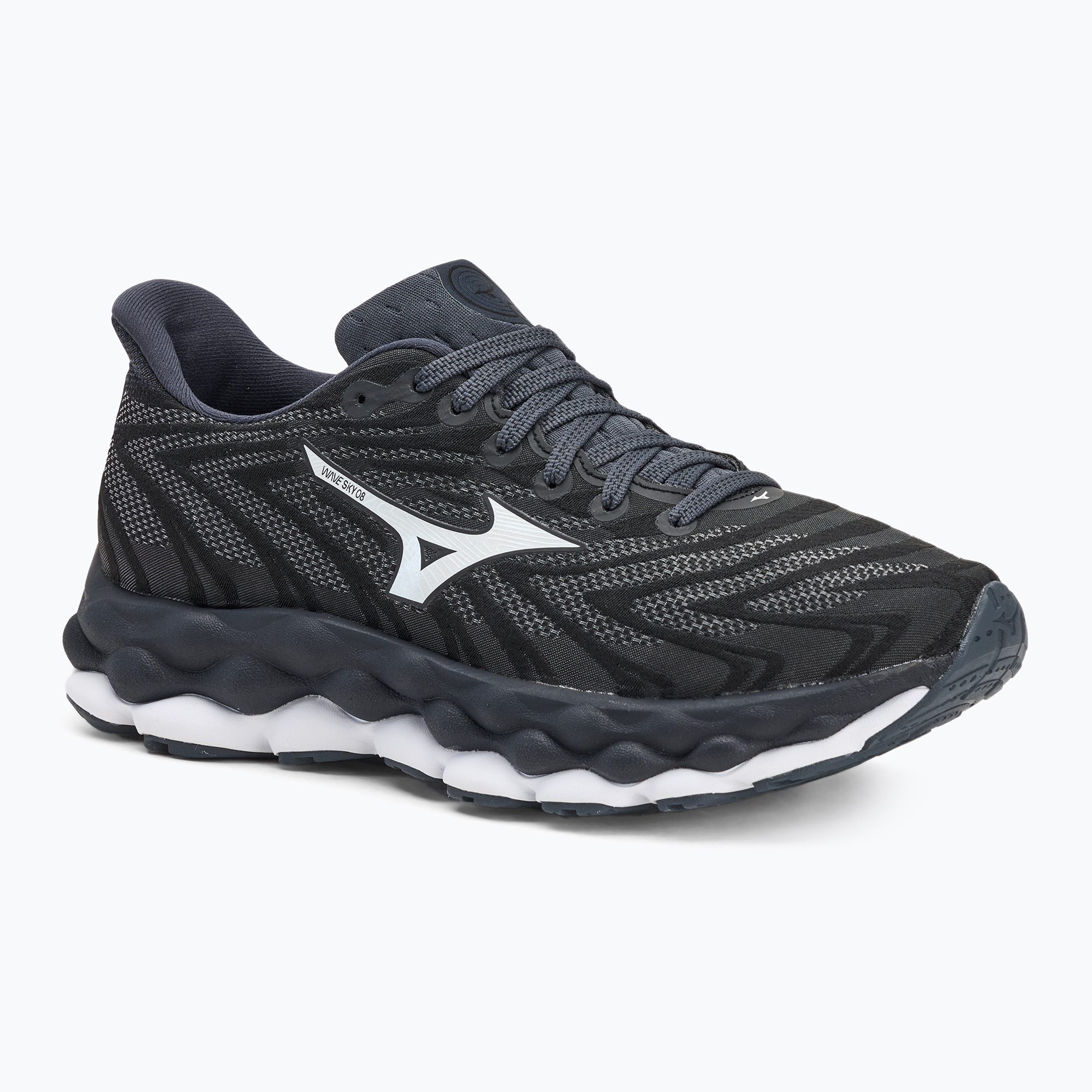 Scarpe da corsa da donna Mizuno Wave Sky 8 nero/bianco/india ink (41 EU) (Wave Sky 8 J1GD240272)