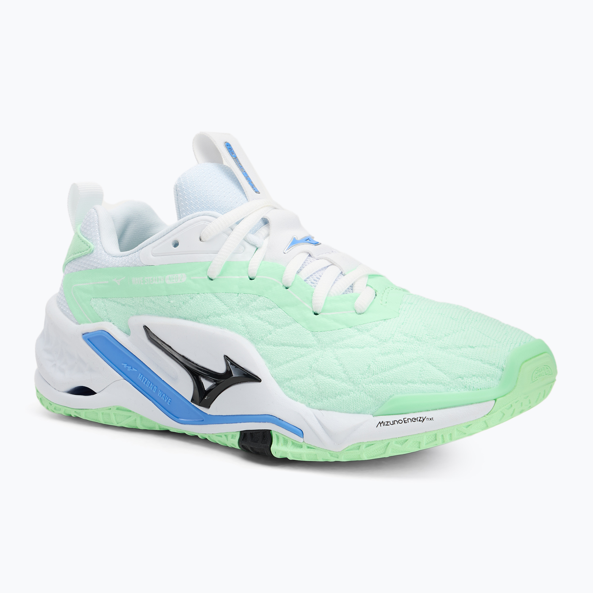 Scarpe da pallamano Mizuno Wave Stealth Neo 2, menta/nero/blu (42.5 EU) (Wave Stealth Neo 2 X1GA240086)