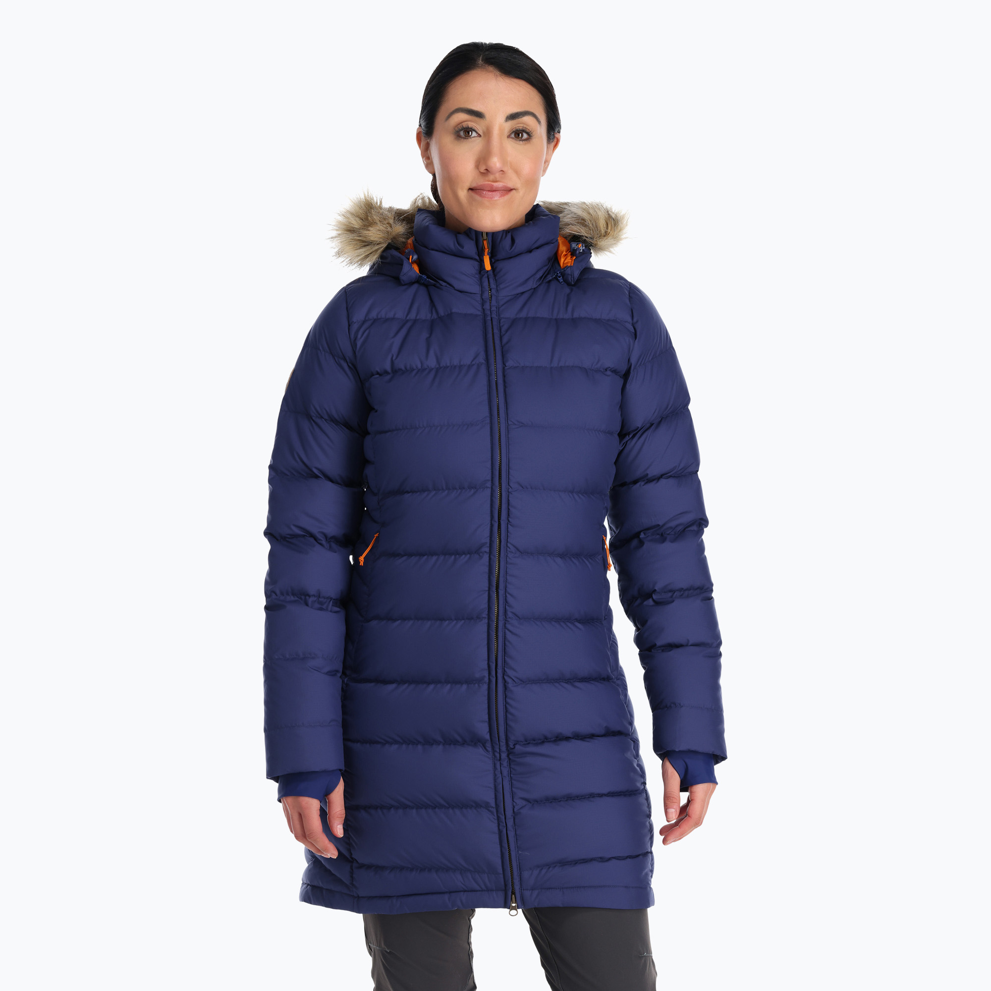 Piumino donna Rab Deep Cover Parka blu patriota (S) (Deep Cover QDB-33-PTB)