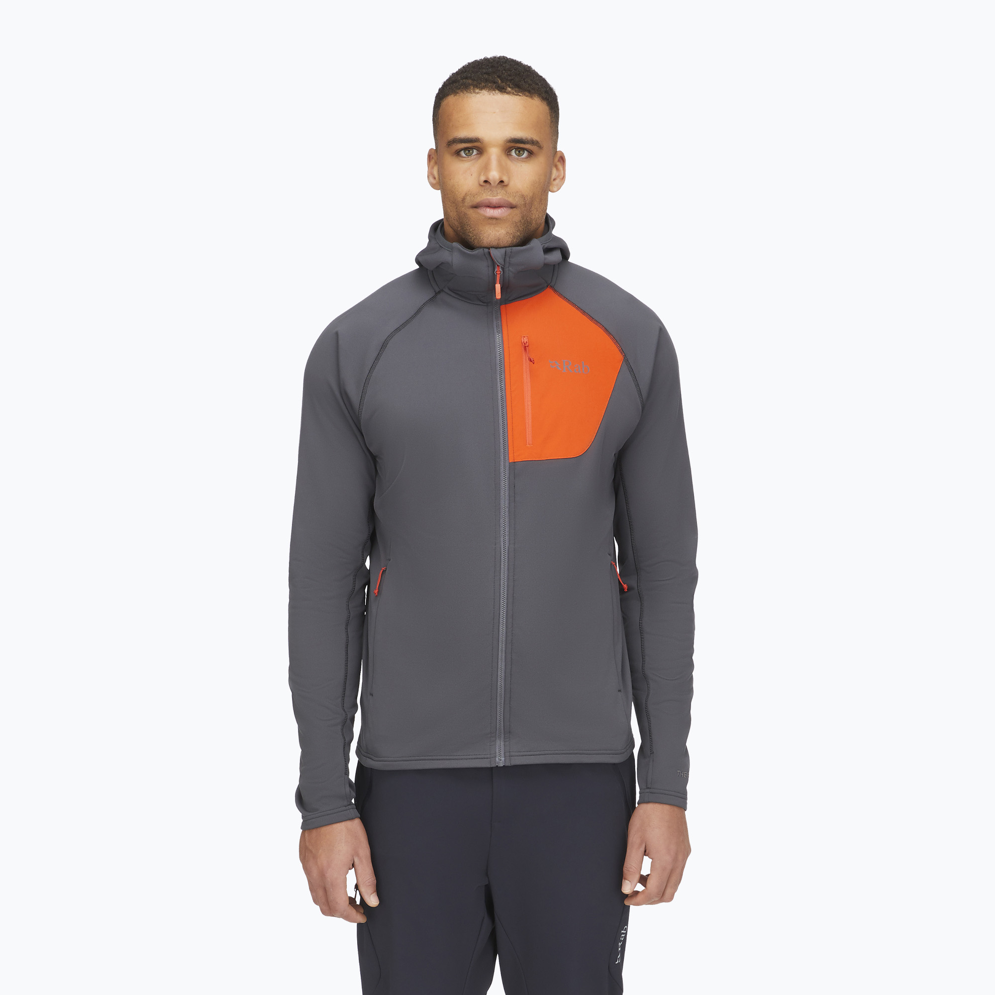 Felpa da trekking Rab Superflux Hoody grafene/firecracker da uomo