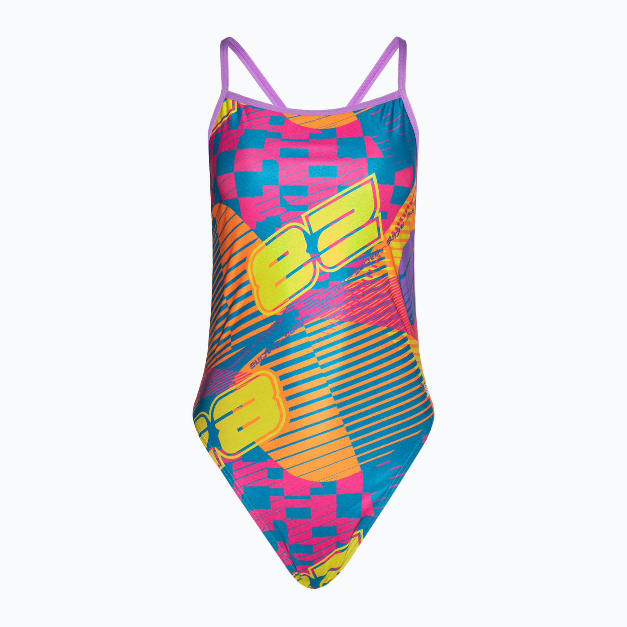 Speedo costume da bagno intero donna Allover Digital Vback flare pink/bit lime/sweet purple/bolt (30) (Allover Digital Vback 8-1284316625)