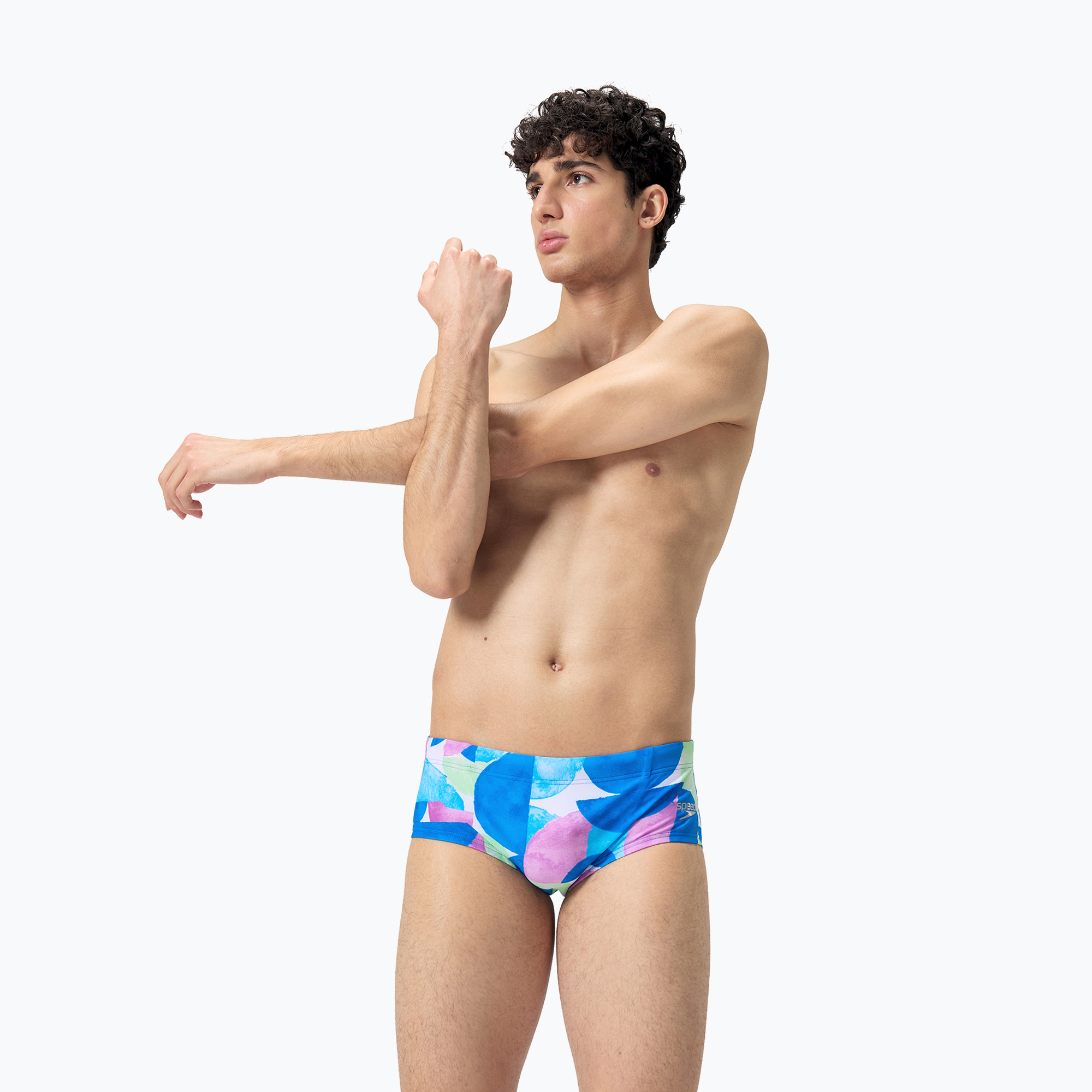 Speedo uomo 13,5 cm Allover Training Club Brief boxer nuoto blu punch/rosa kiki