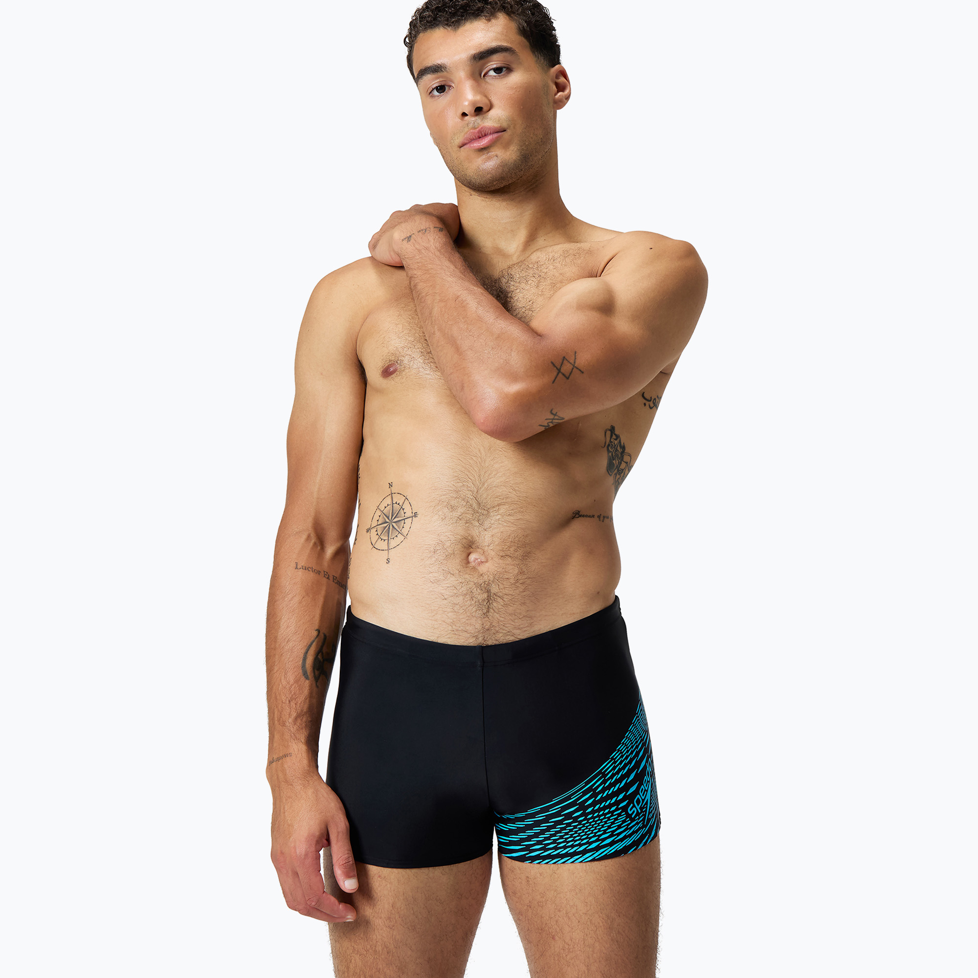 Speedo Medley Logo Aquashort boxer da uomo per il nuoto nero/blu pittoresco (34) (Medley Logo Aquashort 8-1135416553)