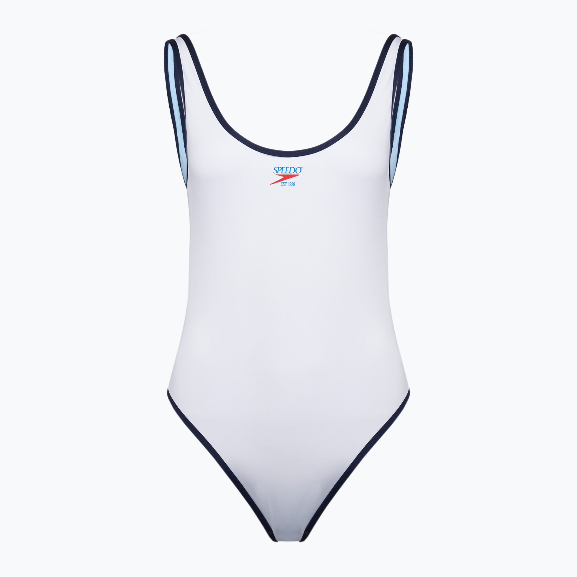 Costume intero Speedo Solid Bound Scoop bianco da donna