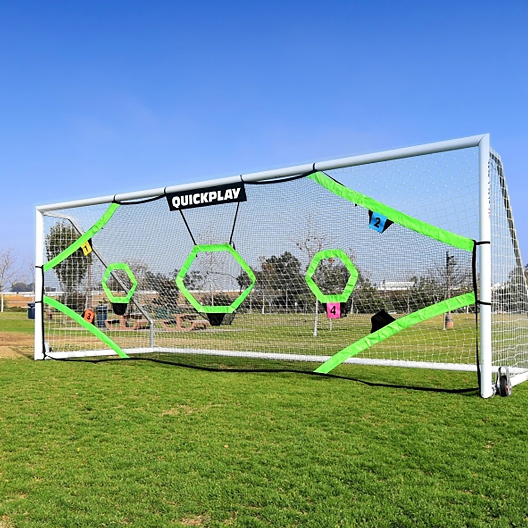 Quickplay Target Net Pro 730 x 245 cm bianco/verde rete bersaglio calcio (730 x 245 cm) (Target Net Pro TNP24X8)