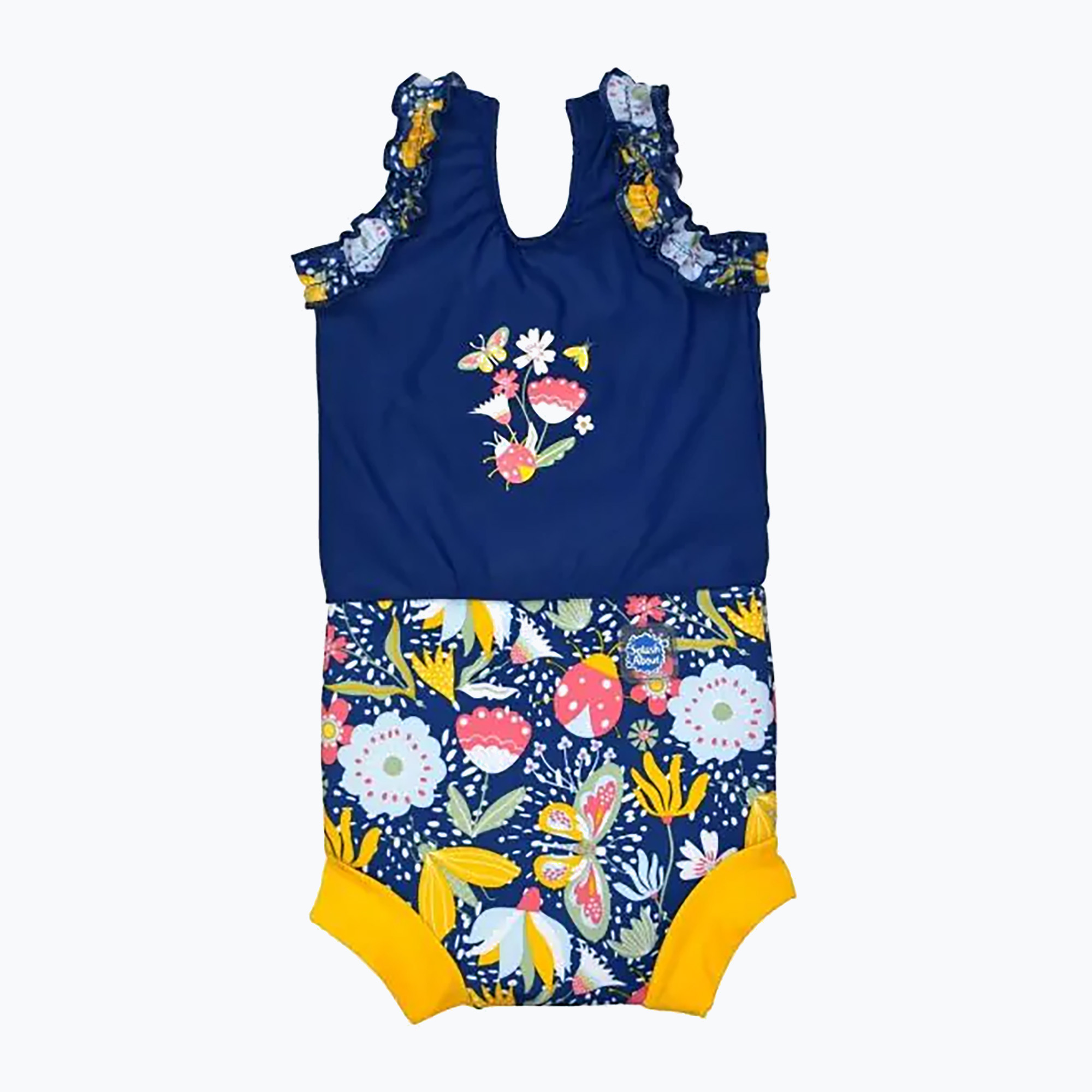 Costume intero per bambini Splash About Happy Nappy Meadow blu navy/giallo (3-8 M) (Happy Nappy CHNGDXL)