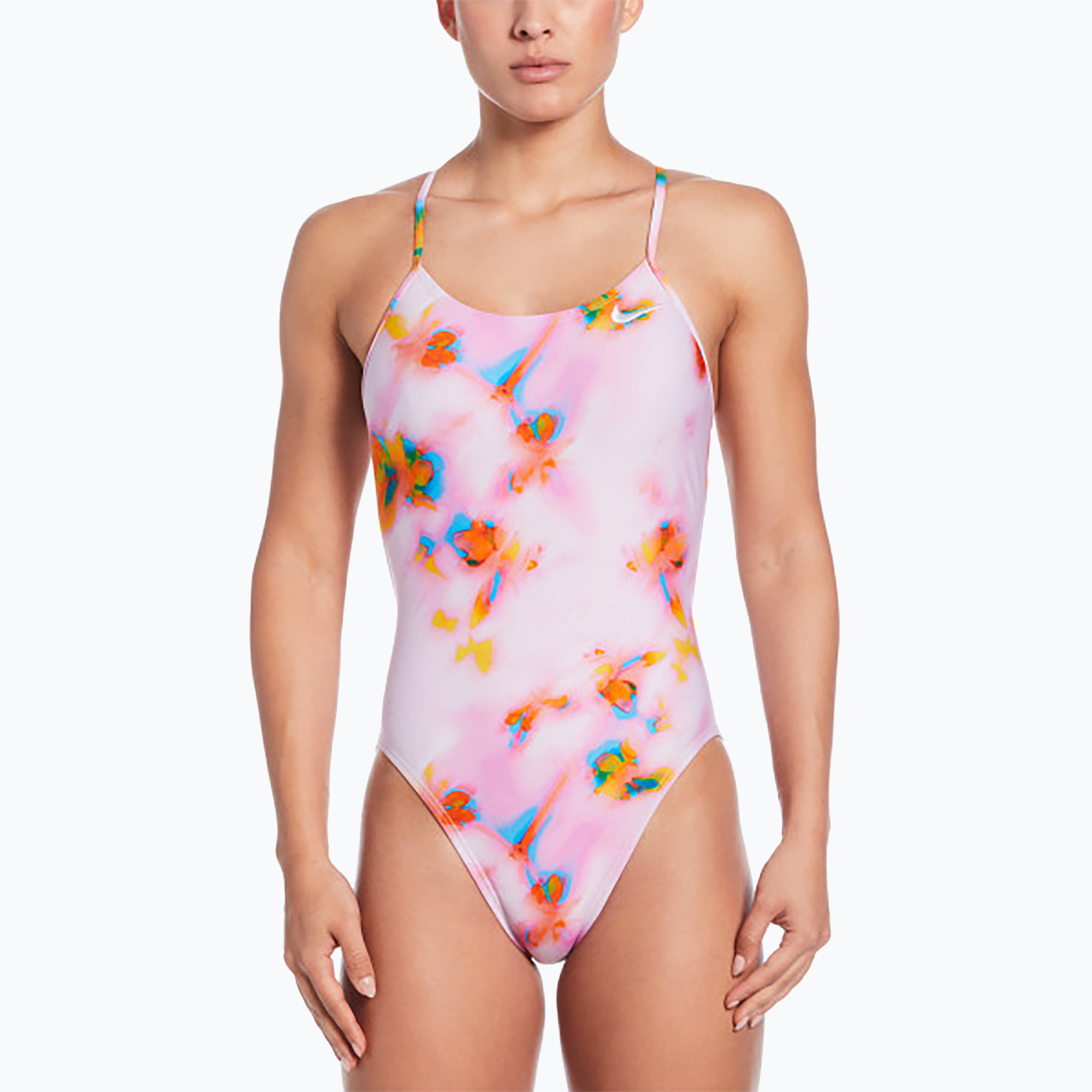 Costume intero da donna Nike Hydrastrong Cutout in schiuma rosa