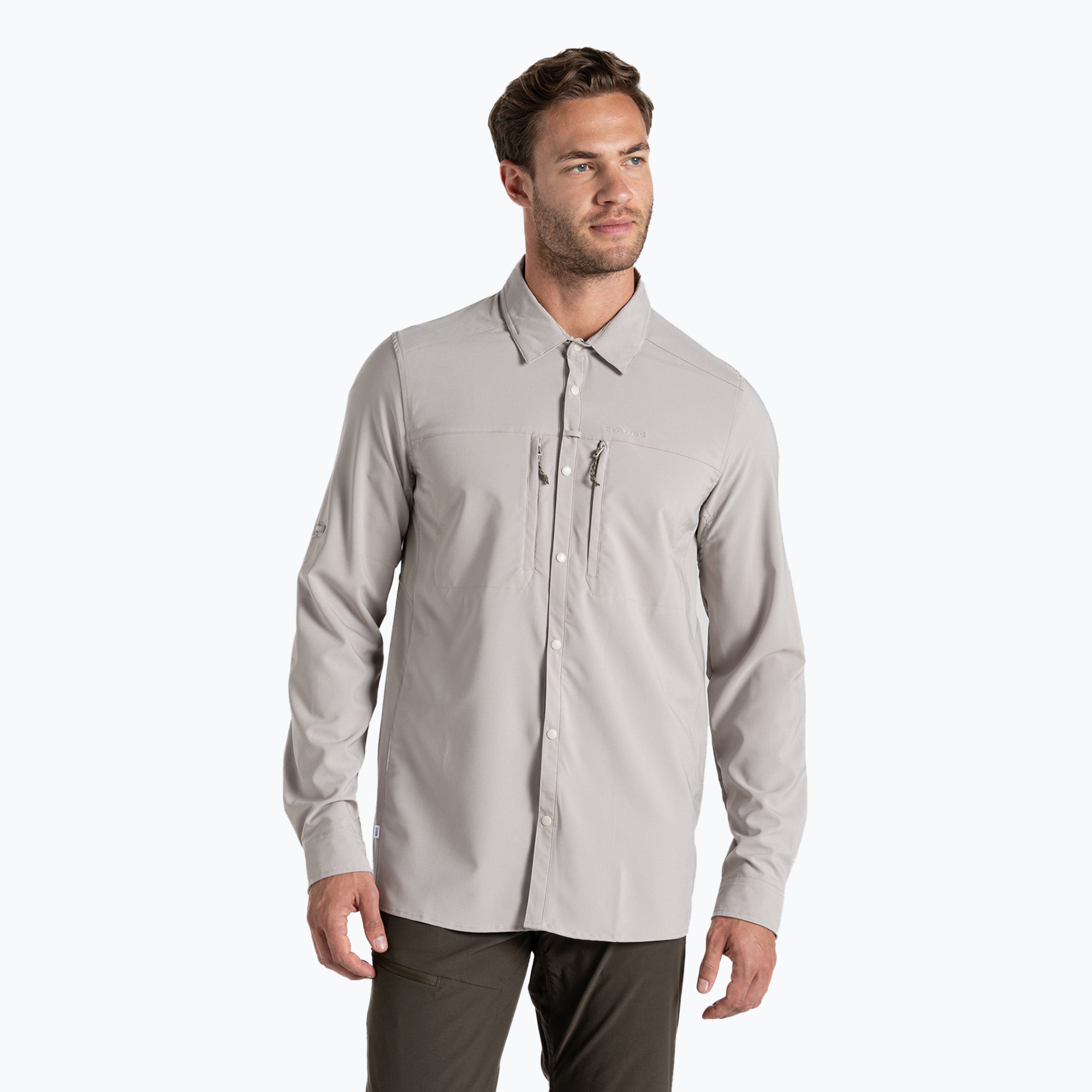 Craghoppers uomo Camicia NosiLife a maniche lunghe Pro Shirt V pergamena (XL) (NosiLife Long Sleeved Pro Shirt V CMS706)