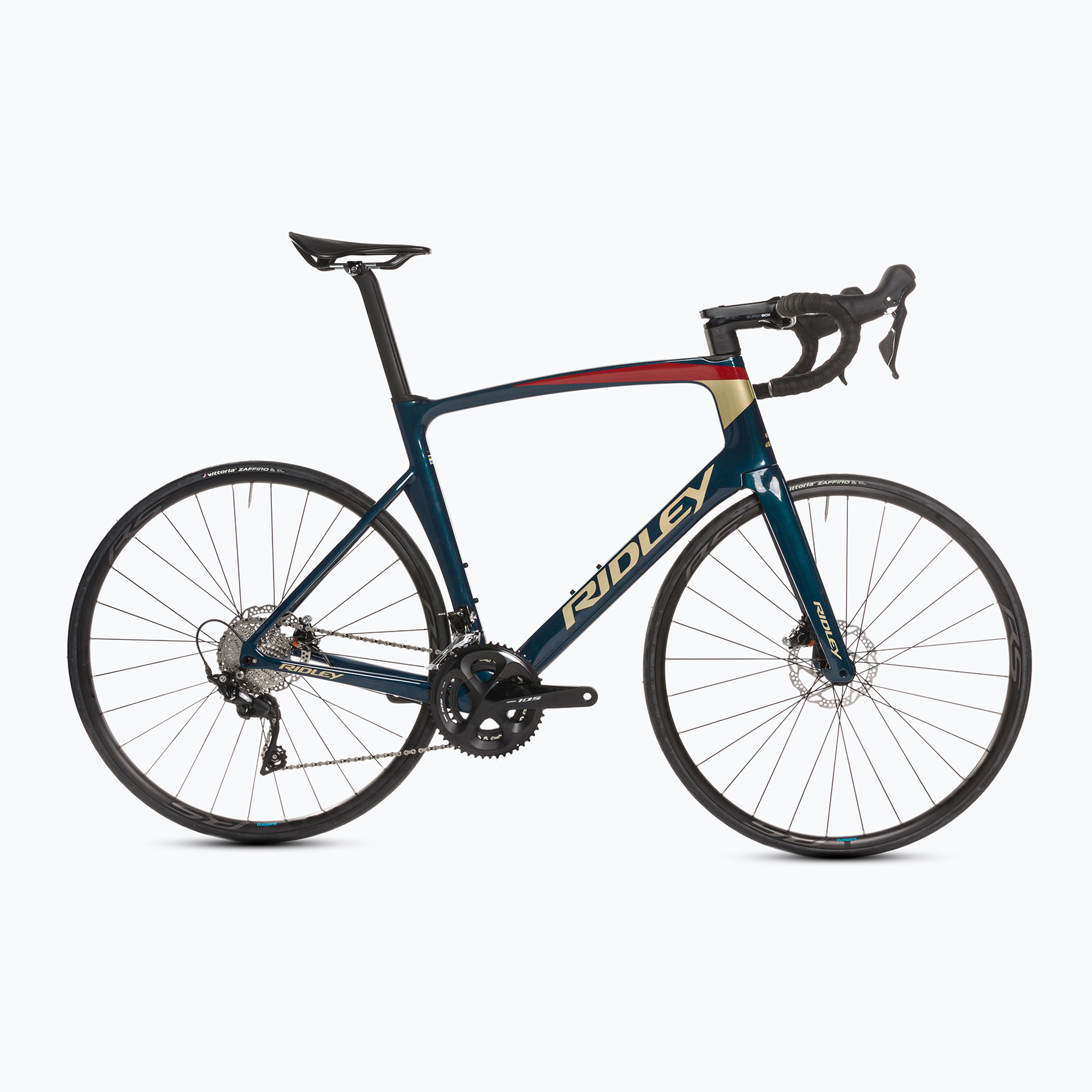 Ridley Noah Disc 105 blu scuro profondo/rosso/beige bici da corsa (L) (Noah Disc 105 NHD01As (Glossy) SBINHRID004)