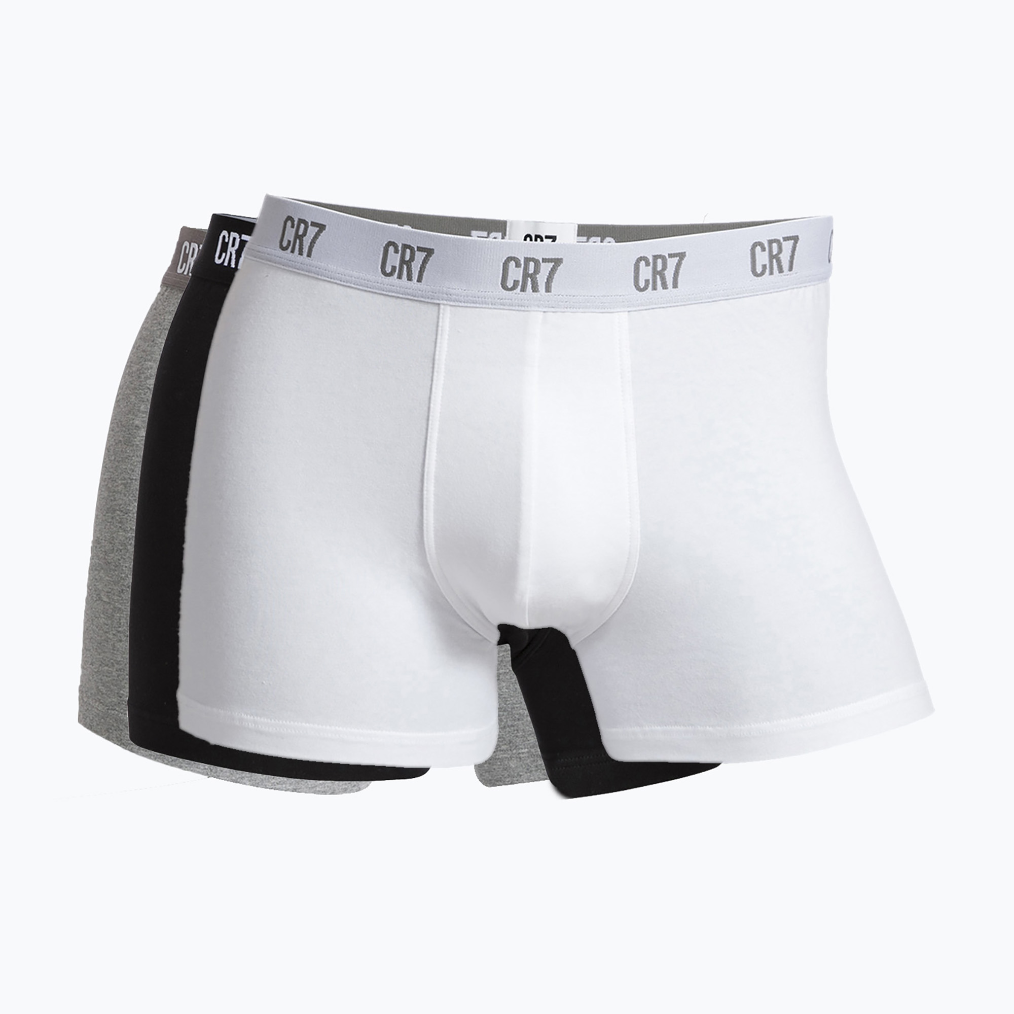 Boxer CR7 Basic Trunk da uomo 3 paia bianco/grigio/ nero (S) (Basic Trunk 300-8100-49-633)