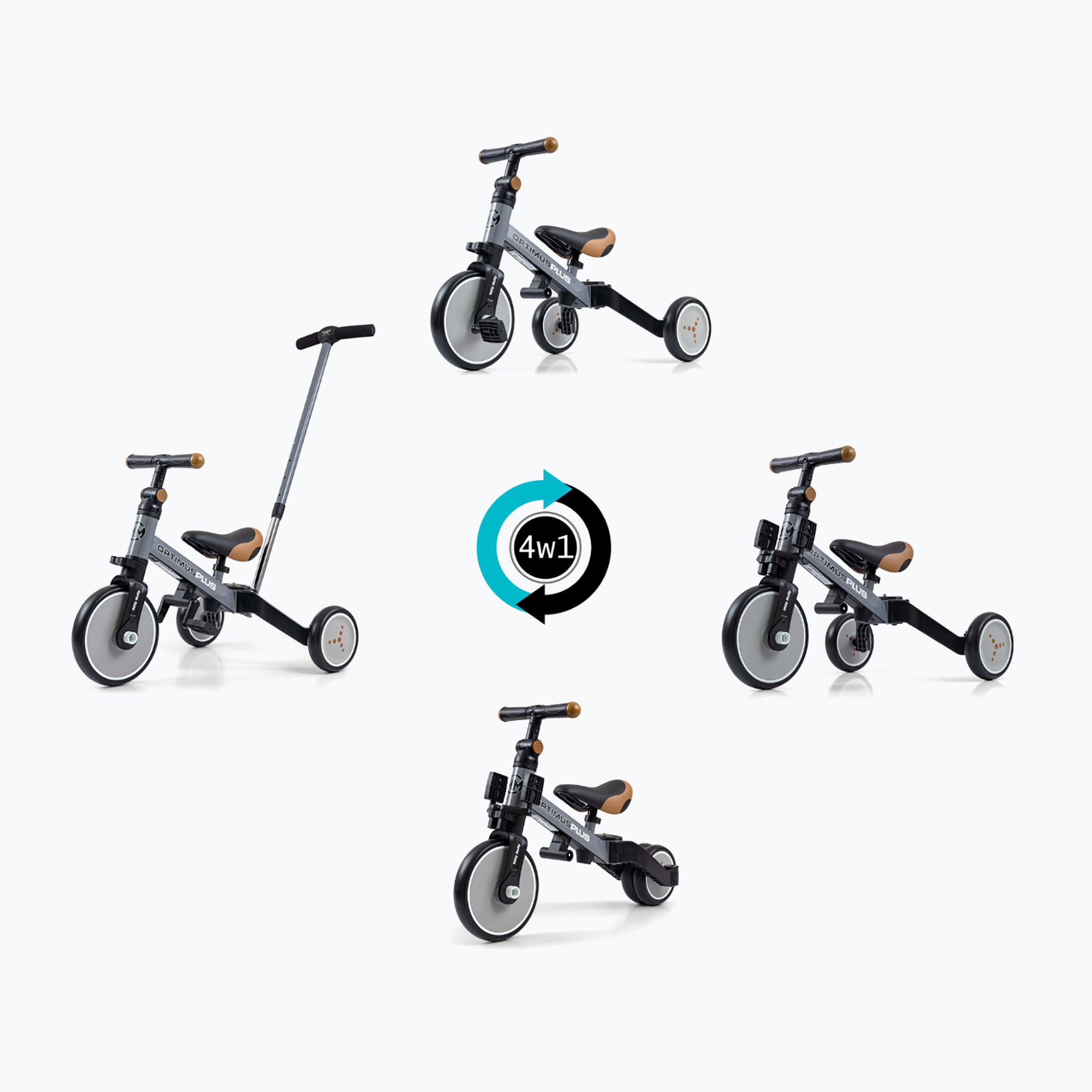 Milly Mally 4in1 triciclo Optimus Plus grigio (4w1 Optimus Plus 5307)