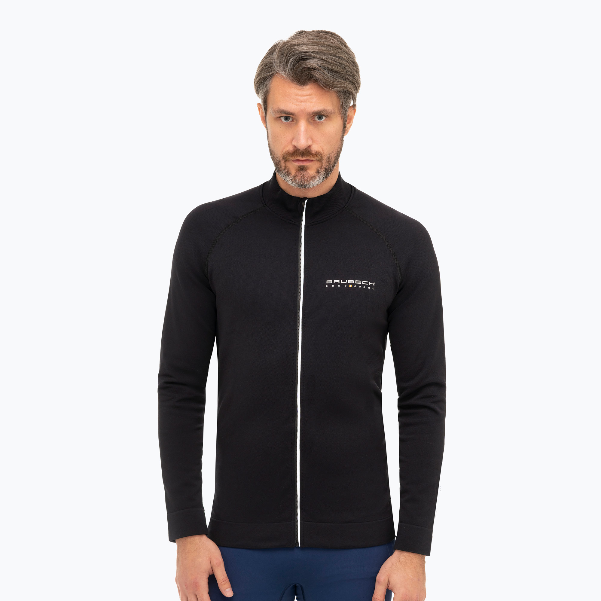 Felpa termica da uomo Brubeck LS1408 Athletic nero / nero (M) (Athletic Full Zip LS14080M)