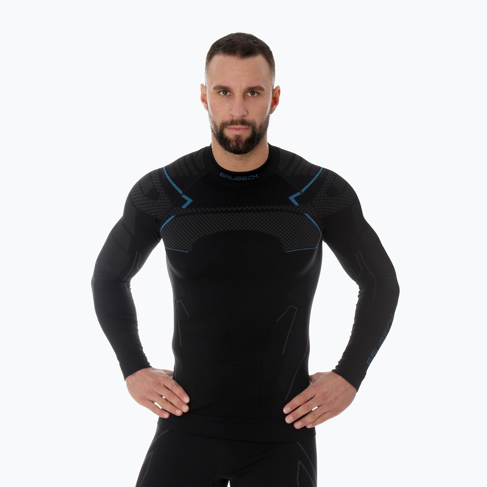 Brubeck LS13040A Thermo longsleeve uomo nero/blu (L) (Thermo LS13040AM)