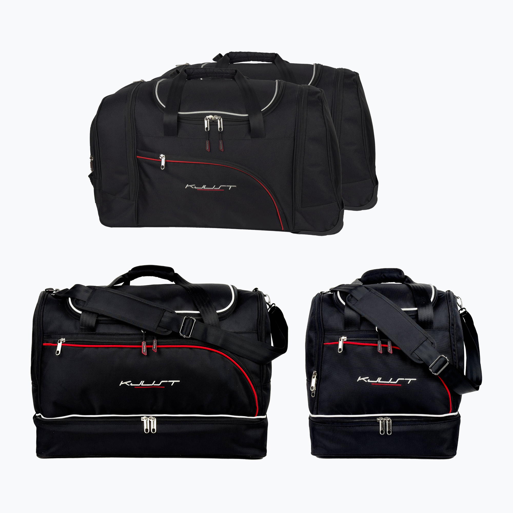 KJUST Nissan Qashqai 2007 - 2013 Set di borse per il vano bagagli 4 pezzi nero. (Nissan Qashqai 7030106)