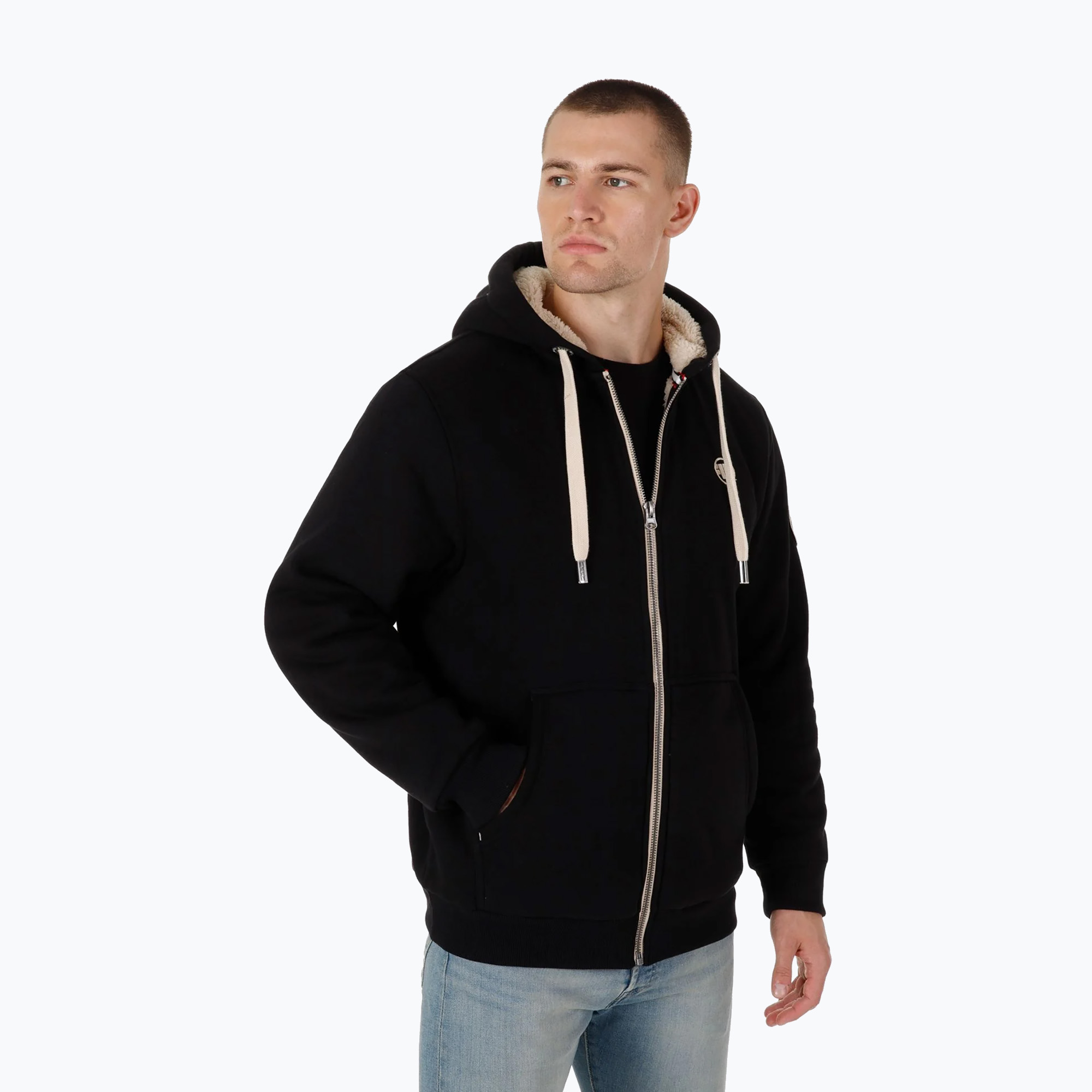 Felpa da uomo Pitbull Zip Sherpa 2 Ruffin con cappuccio nero (M) (Zip Sherpa 2 Ruffin Hooded 131007900001)
