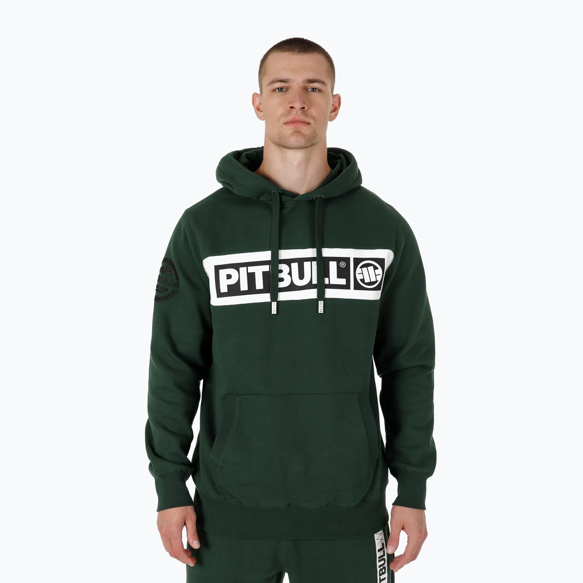 Felpa da uomo con cappuccio Pitbull Sherwood verde scuro (L) (Sherwood Hooded 122024380003)