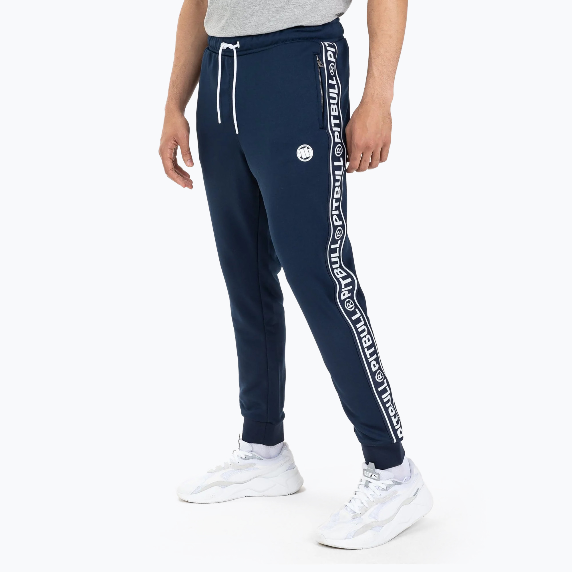 Pitbull West Coast pantaloni da uomo Tape Logo Terry Group blu scuro (L) (Trackpants Tape Logo Terry Group 162303590004)