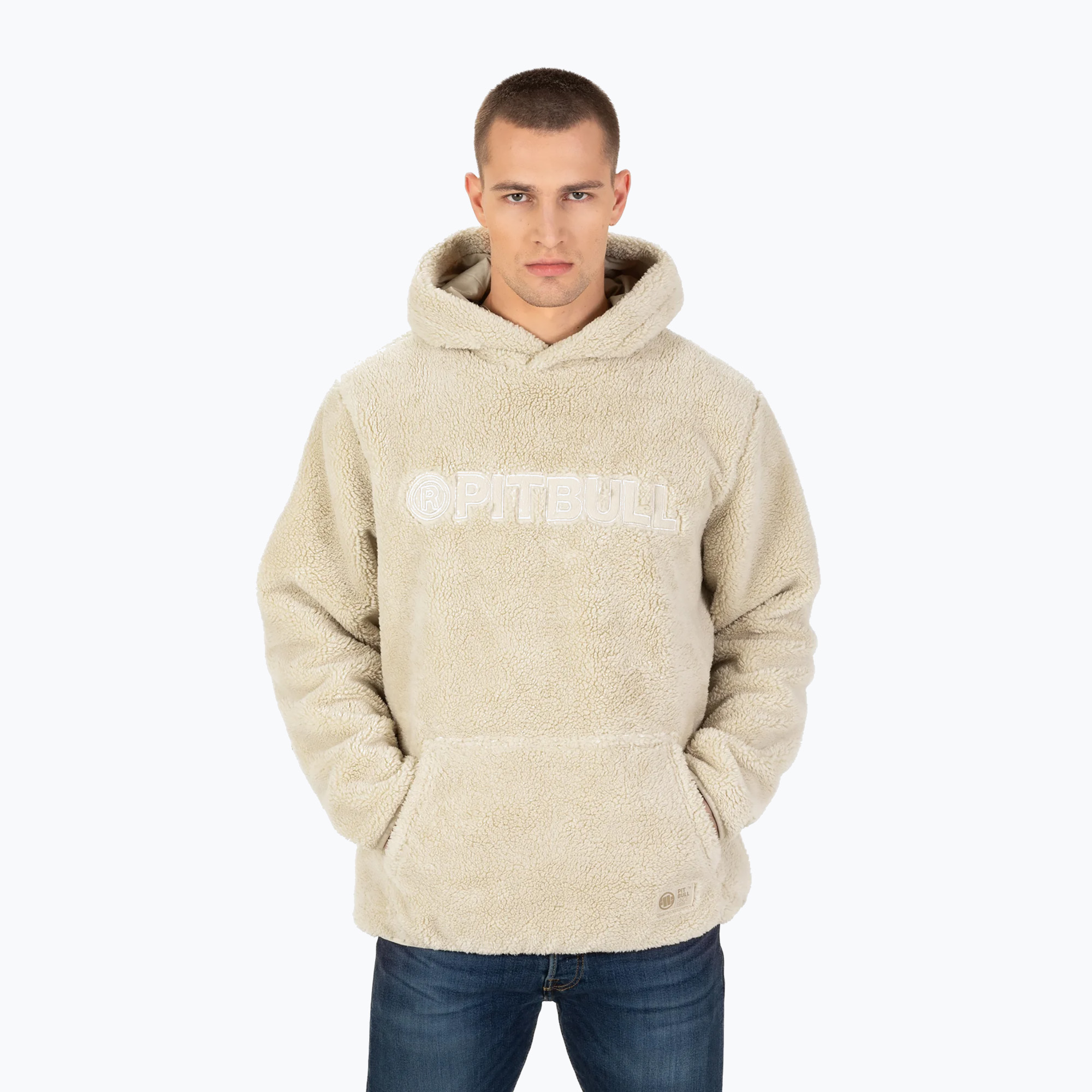 Felpa con cappuccio Pitbull West Coast Aragon Uomo, beige (XL) (Aragon Hooded 123011260003)