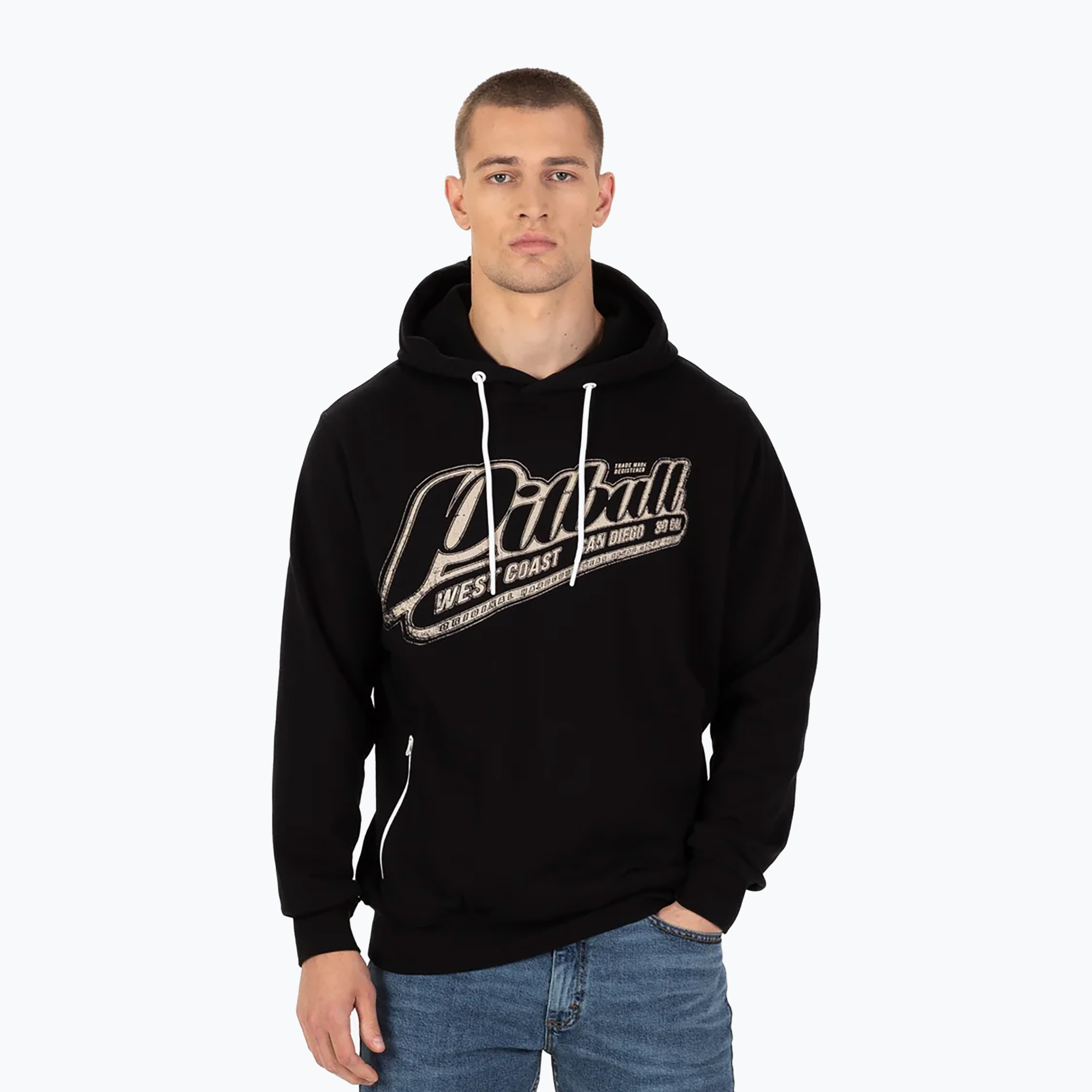 Felpa da uomo con cappuccio Pitbull West Coast Black Brand bordeaux (M) (Black Brand Hooded 123014)