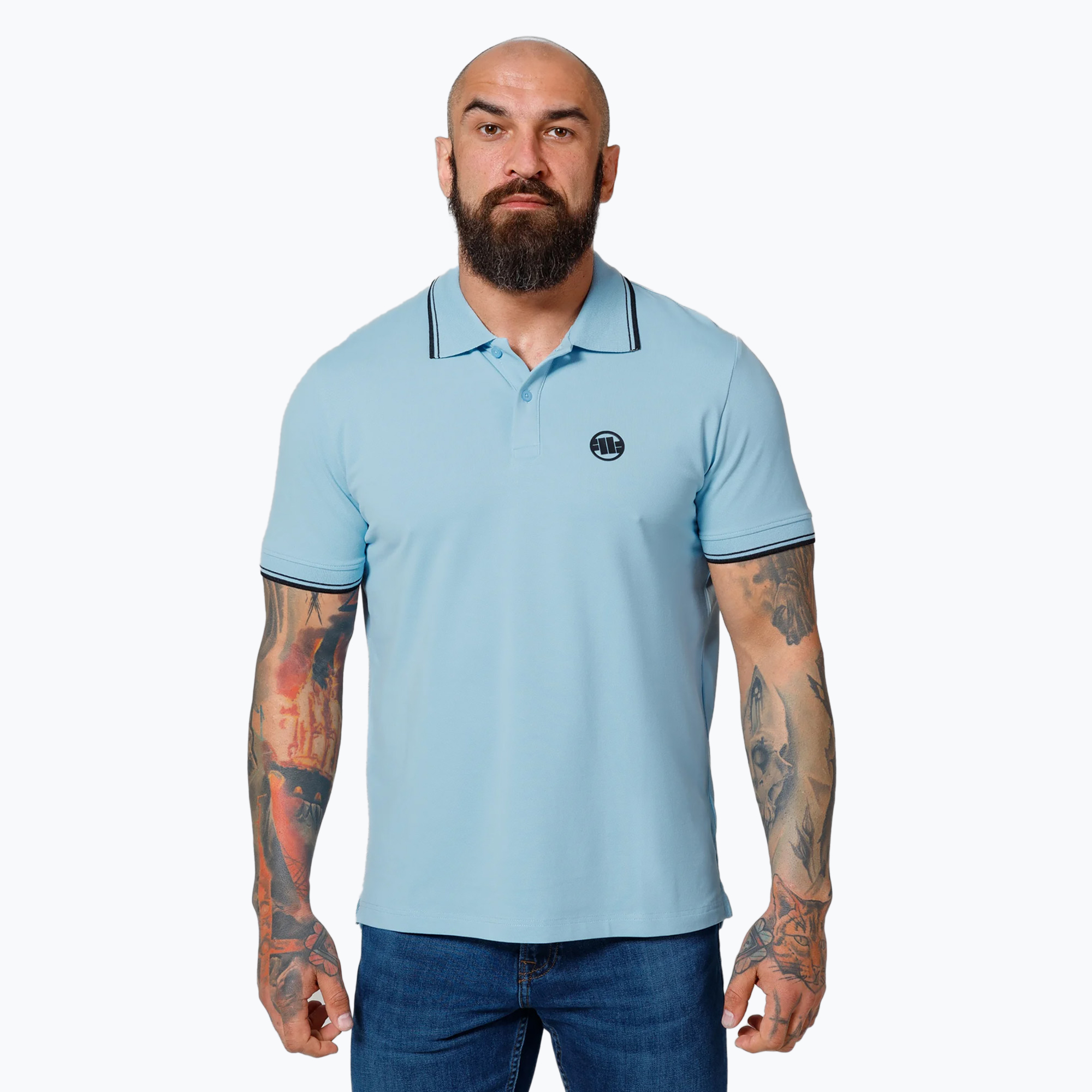 Polo Pitbull West Coast Uomo Pique Stripes Regular blu chiaro (XL) (Polo Pique Stripes Regular 243003510003)