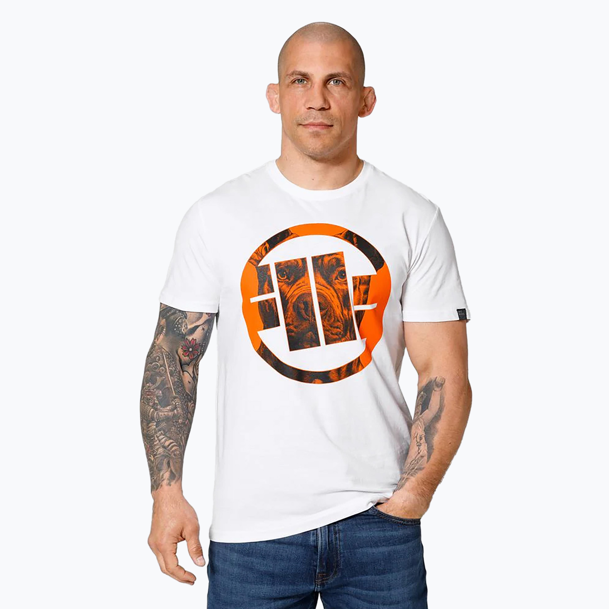 Pitbull West Coast Orange Dog 24 maglietta bianca da uomo (S) (Orange Dog 24 214050000104)