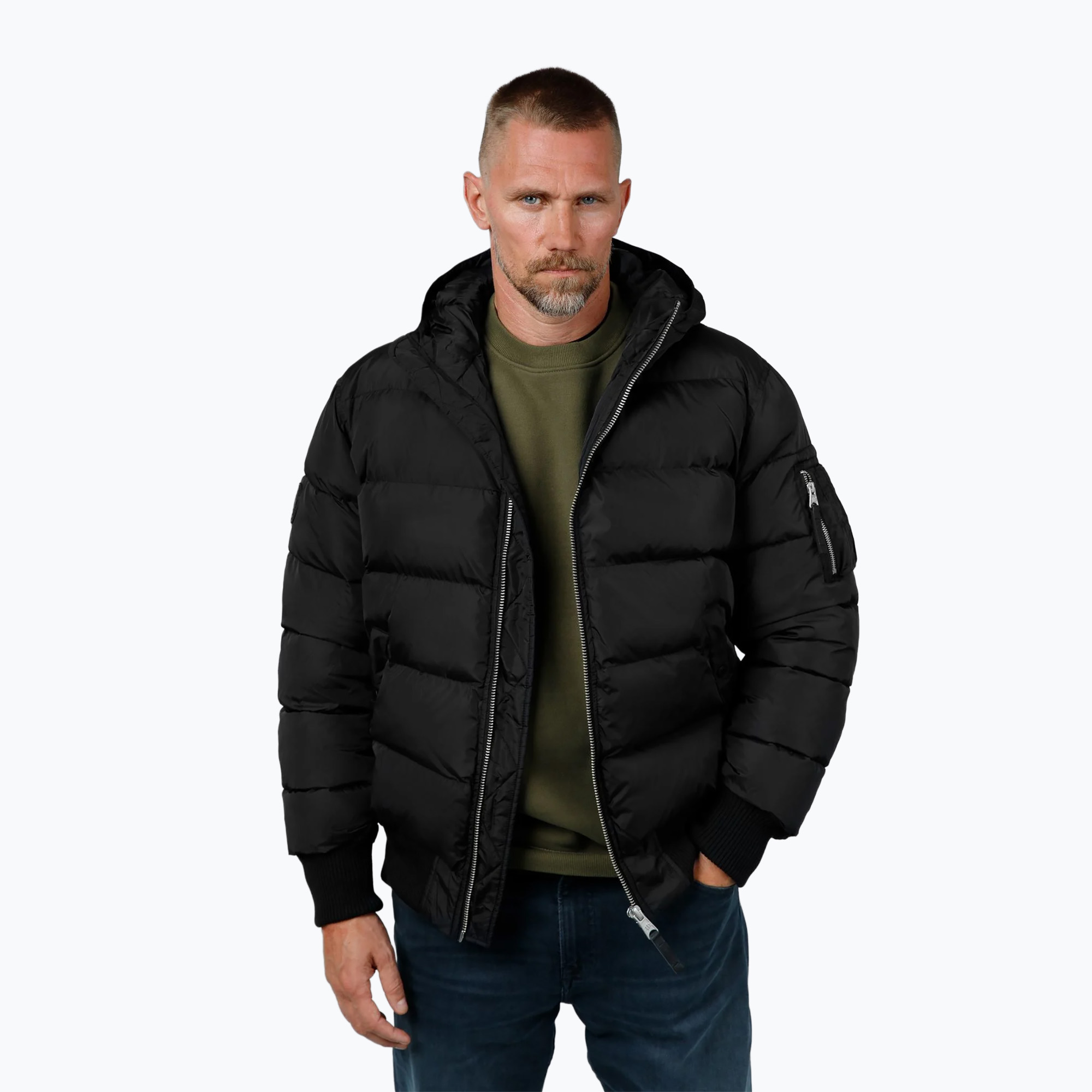 Pitbull Gopher Uomo Giacca invernale trapuntata con cappuccio nero (XXL) (Gopher Quilted Hooded 524040900004)