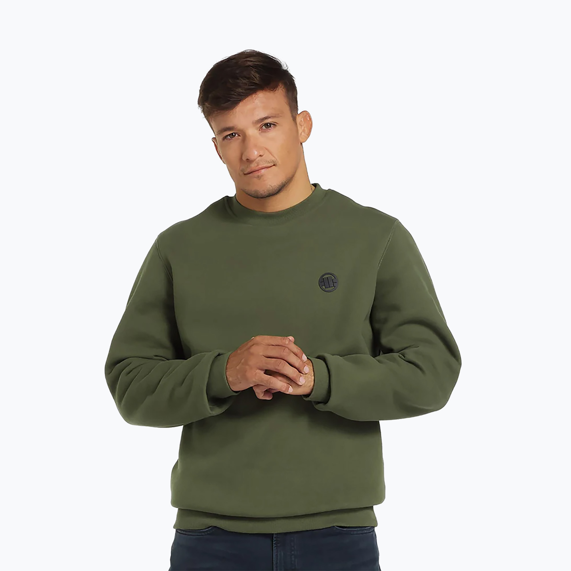 Felpa da uomo Pitbull Small Logo Crewneck oliva scuro (S) (Small Logo Crewneck 113023370004)