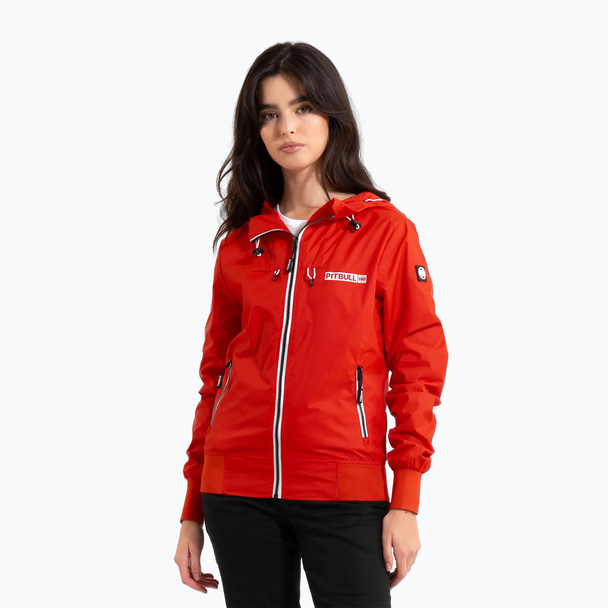 Pitbull giacca donna Aaricia Hilltop con cappuccio in nylon rosso fuoco (M) (Aaricia Hilltop Hooded Nylon 534011430000)
