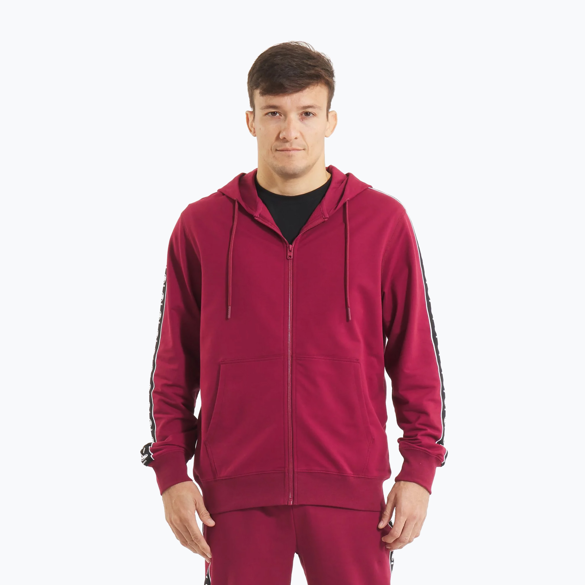 Felpa con cappuccio e zip Pitbull Tape Nugget Uomo bordeaux (S) (Tape Nugget Hooded Zip Sweatshirt 135043460001)