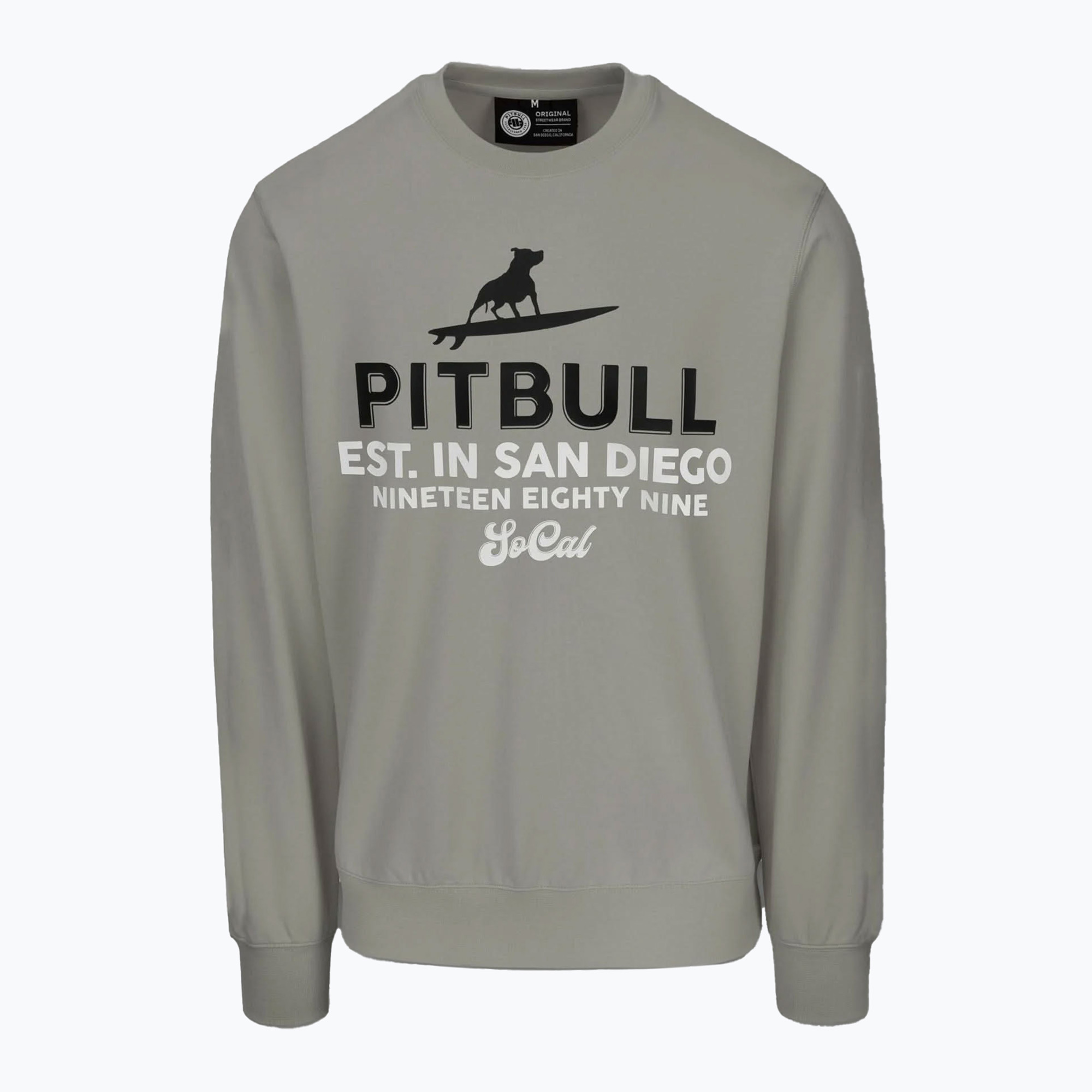 Felpa a girocollo da uomo Pitbull Surfing Dog dusty salvia (S) (Surfing Dog Crewneck Sweatshirt 115048361004)