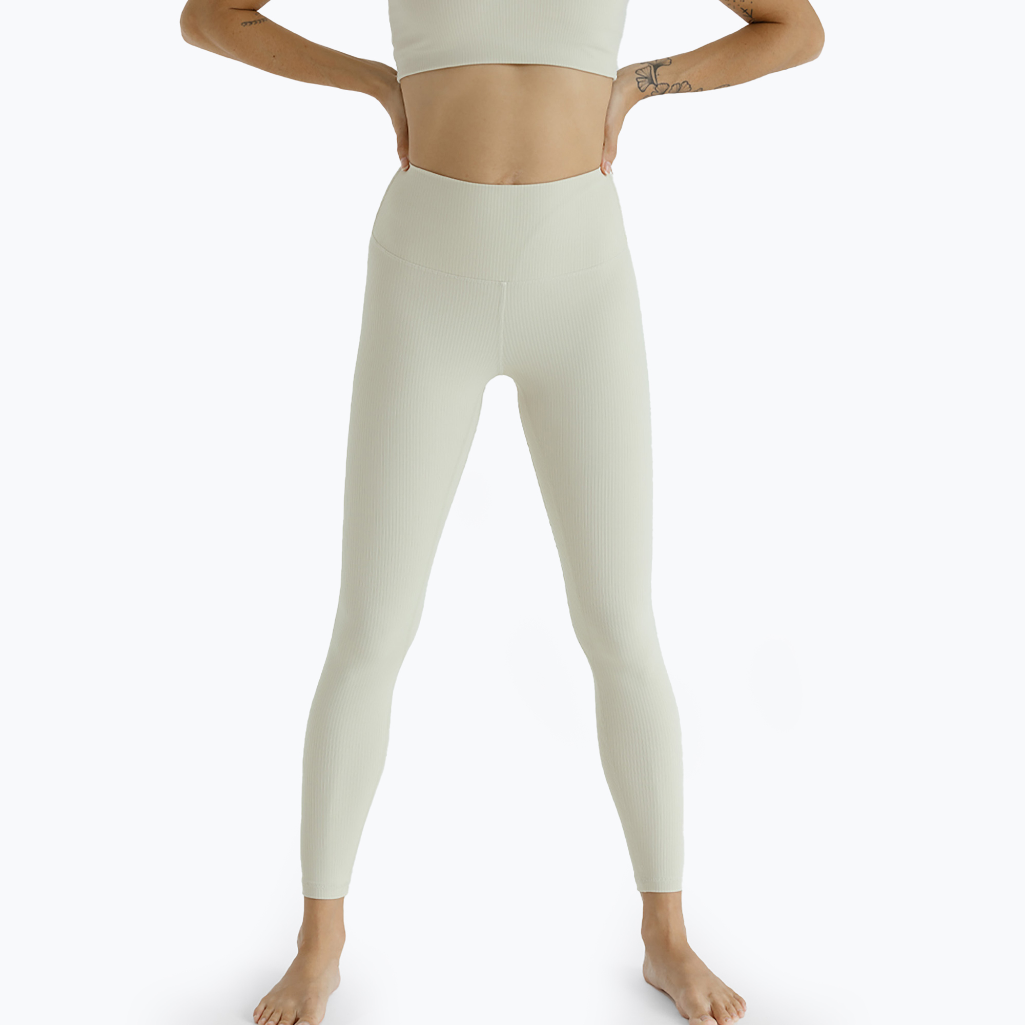 Leggings yoga donna JOYINME Unity a coste 7/8 crema di burro (40) (Unity Ribbed 7/8 801988)