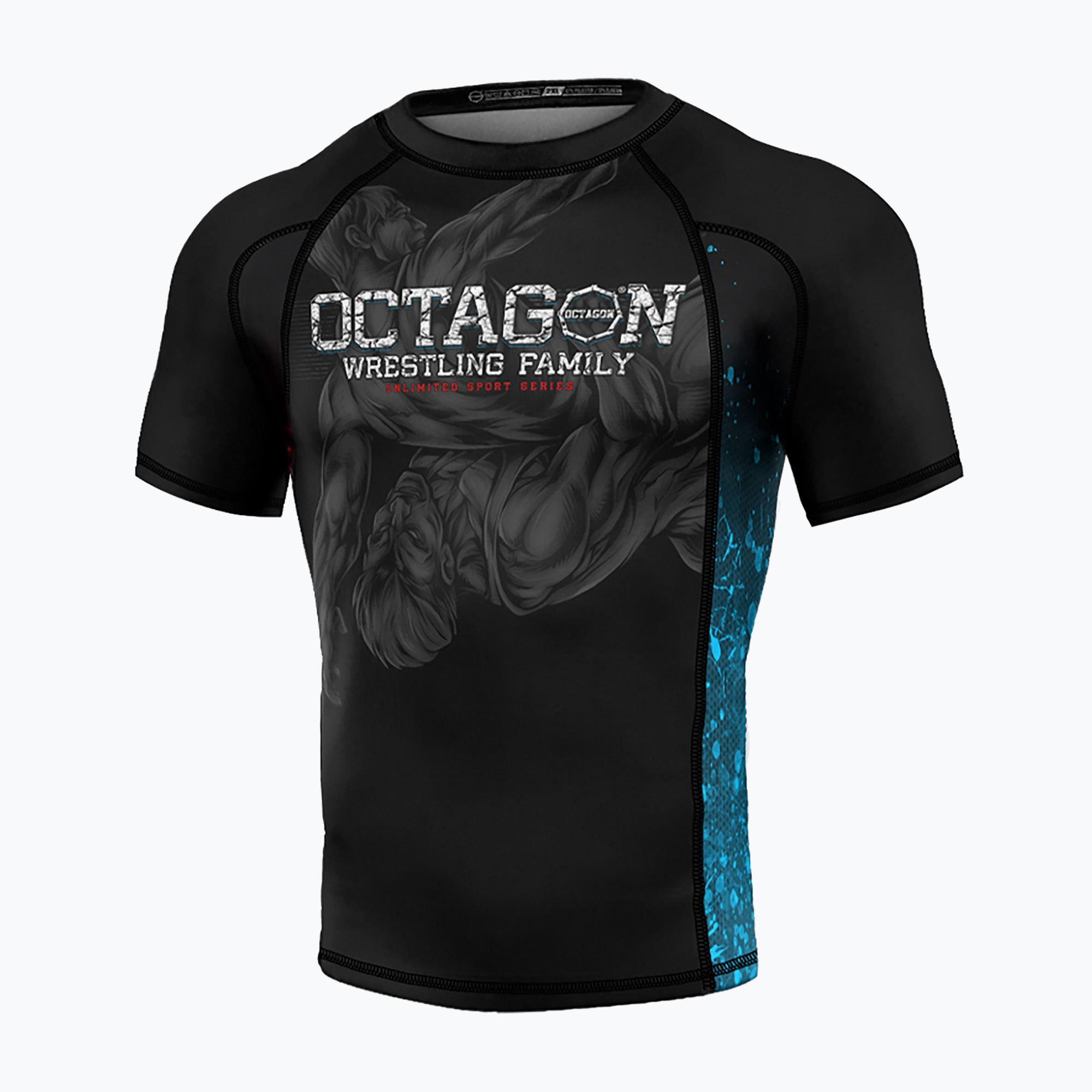 Rashguard Octagon Premium Wrestling Family nero/multicolore da uomo (XXL) (Premium Wrestling Family 10698-R)
