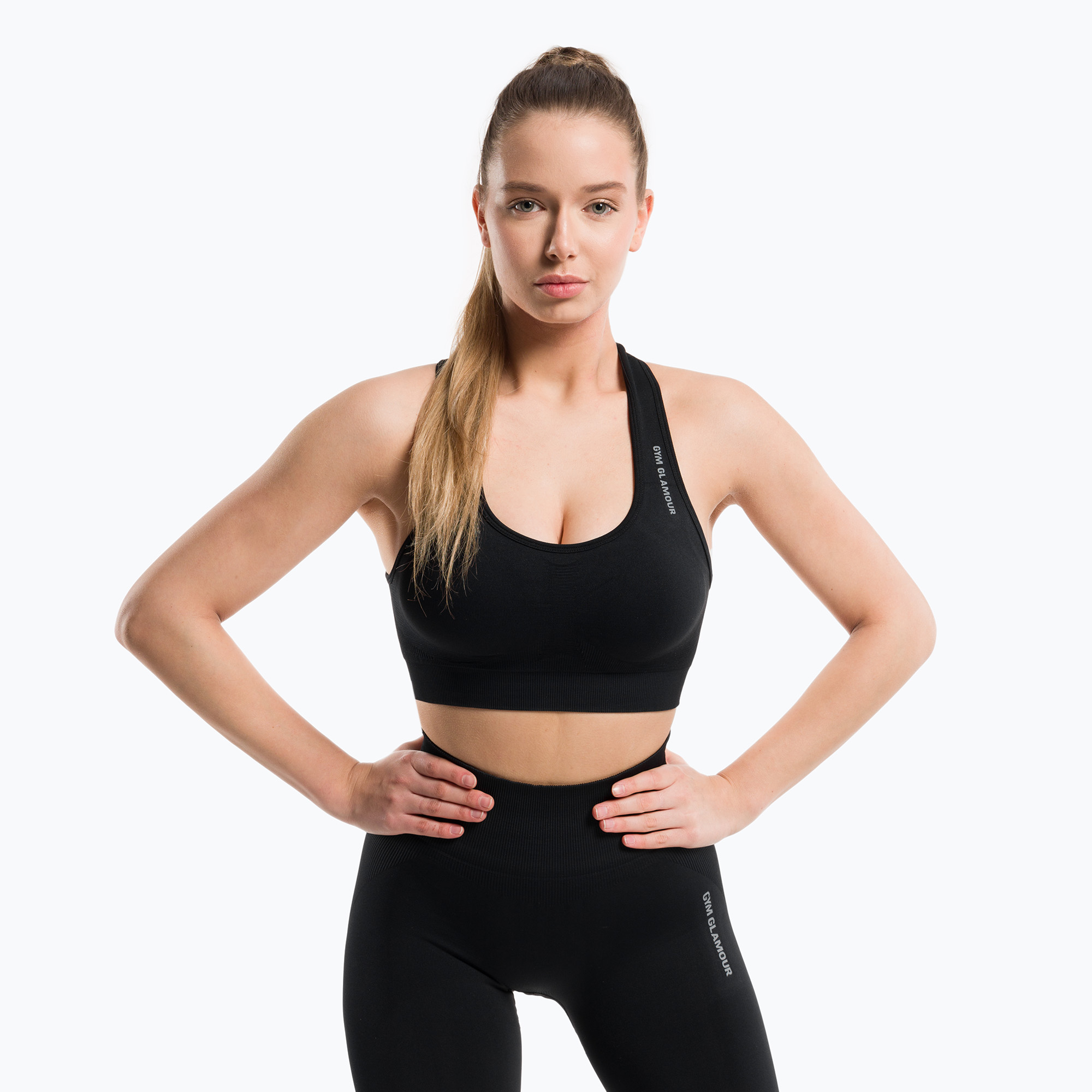Reggiseno fitness Gym Glamour Compress nero (XS) (Compress 458)