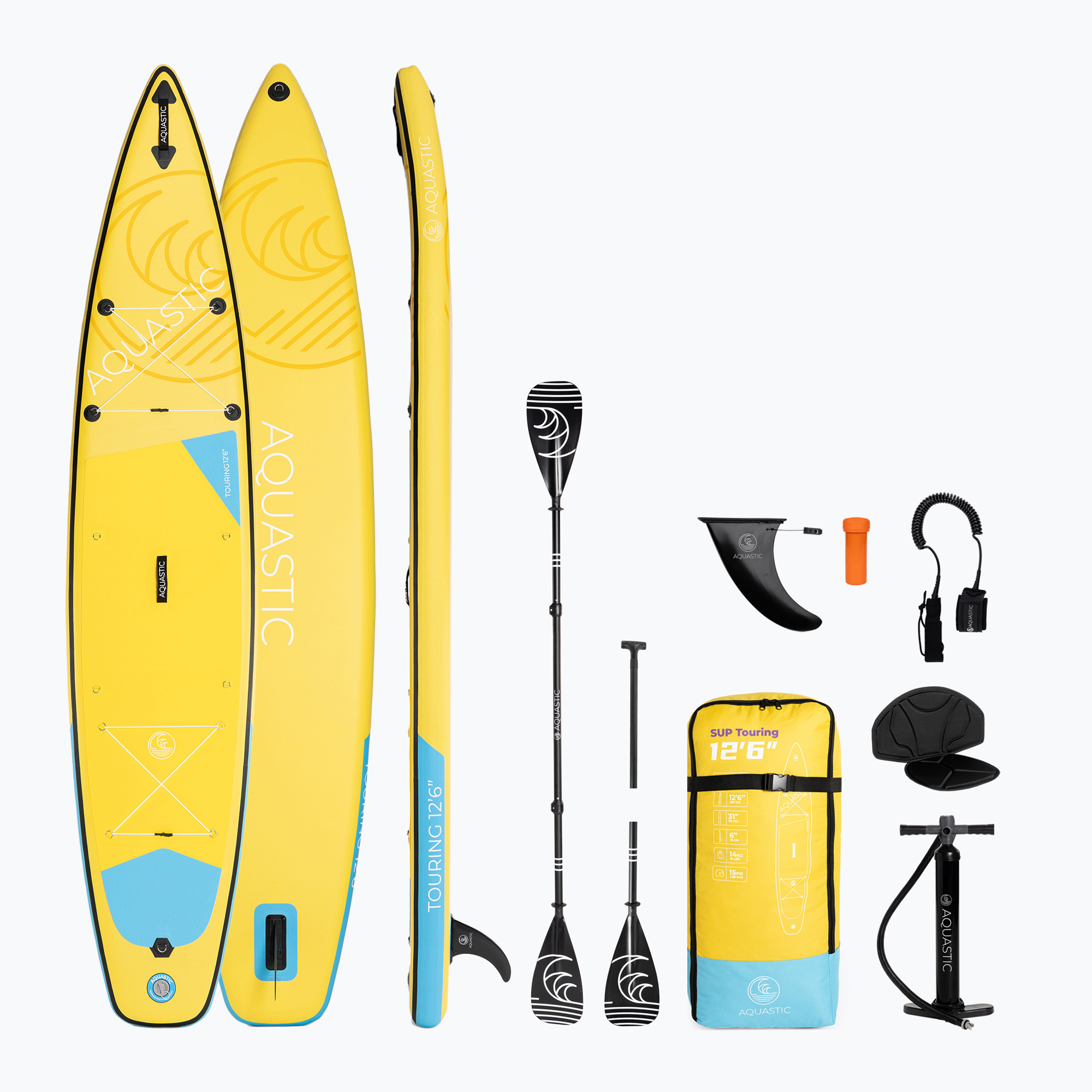 SUP AQUASTIC Tavola da turismo 12'6" giallo (381 cm) (Touring 12'6" AQS-SUP009)