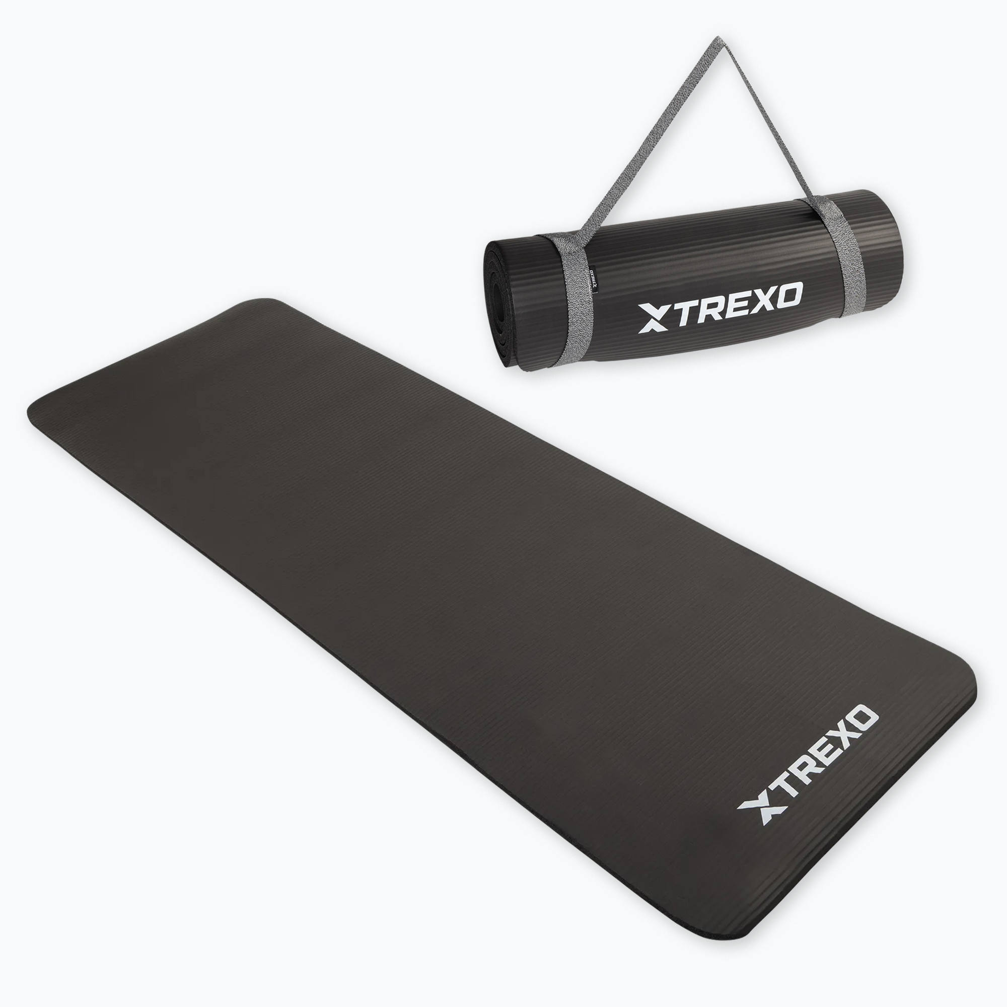 TREXO NBR 15 mm tappetino per esercizi con cintura nero (180 x 60 cm) (TRX-MJN002-BL)