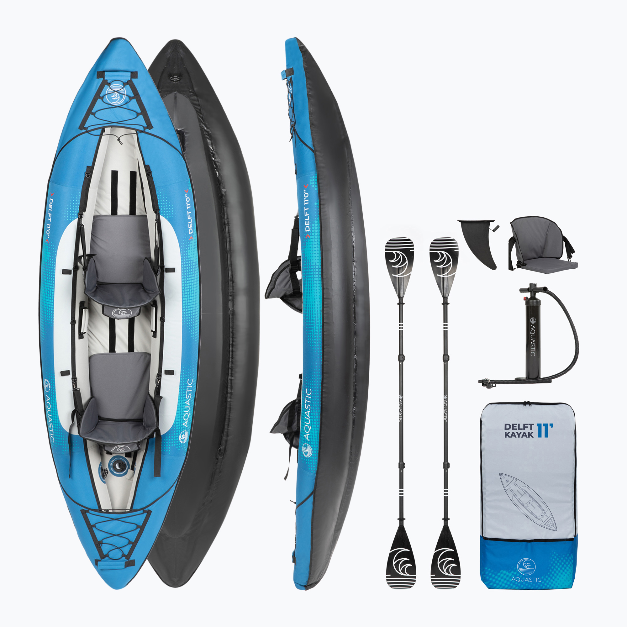 AQUASTIC Delft 11'0'' blu kayak gonfiabile per 2 persone (335 x 96 cm) (Delft 11'0'' AQS-KYK004)