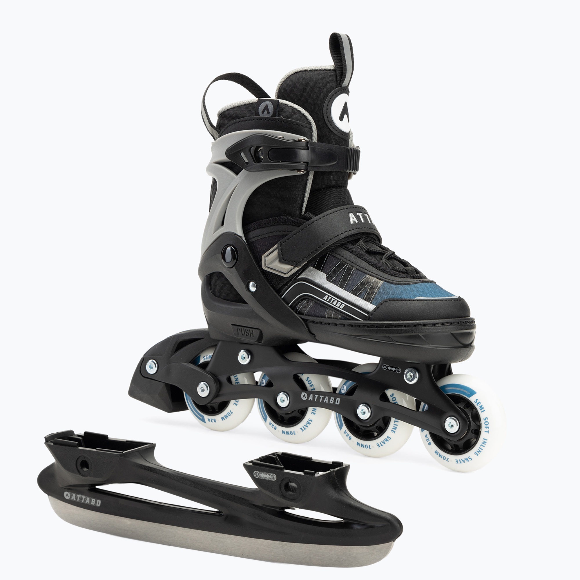 Pattini in linea per bambini regolabili ATTABO Bladeroll nero/blu (30-33) (Bladeroll ATB-B4B195-BL)