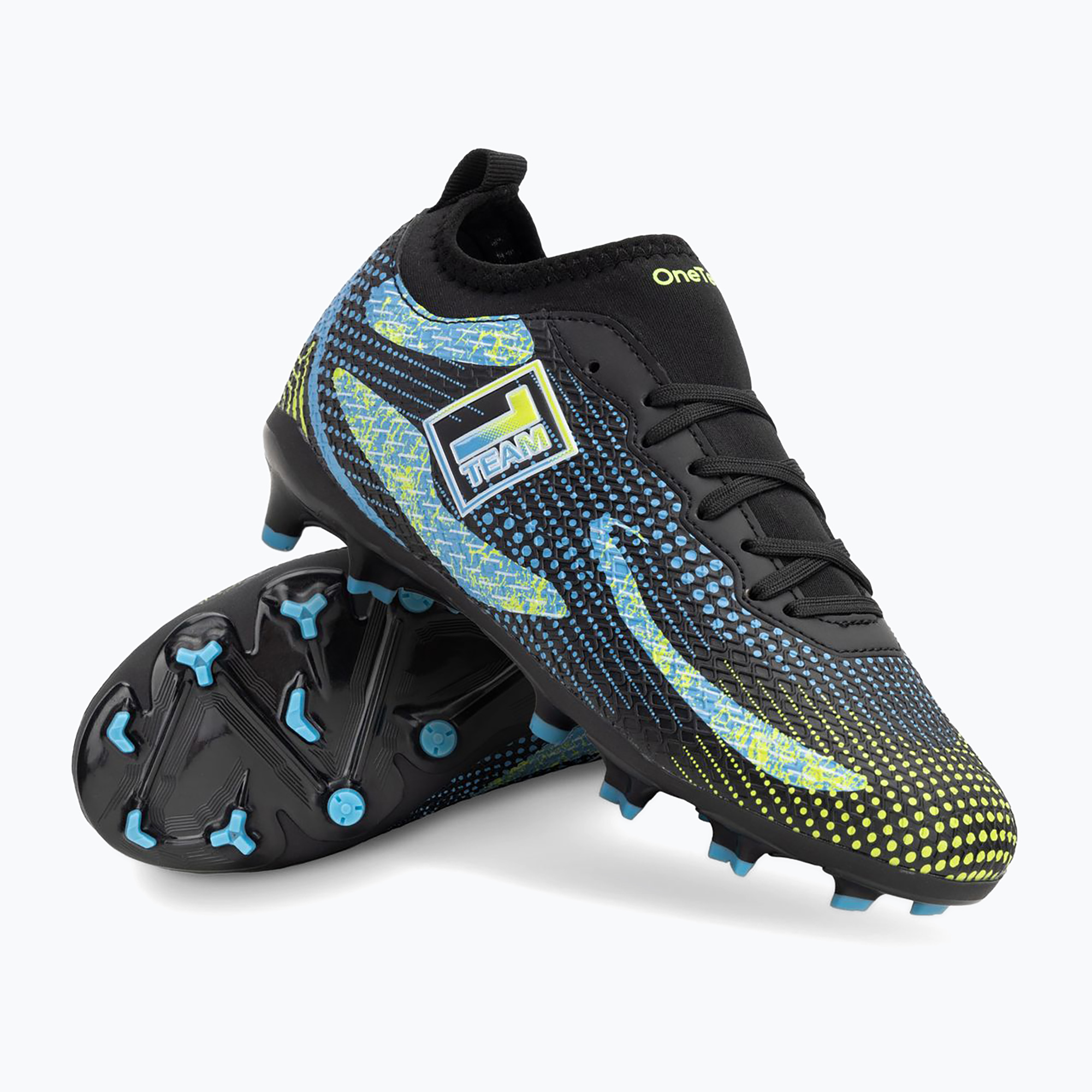 Scarpe da calcio da bambino OneTeam Robero Teen FG/AG nero/blu (38) (Robero Teen FG/AG OTM-B5AP010-BLK)