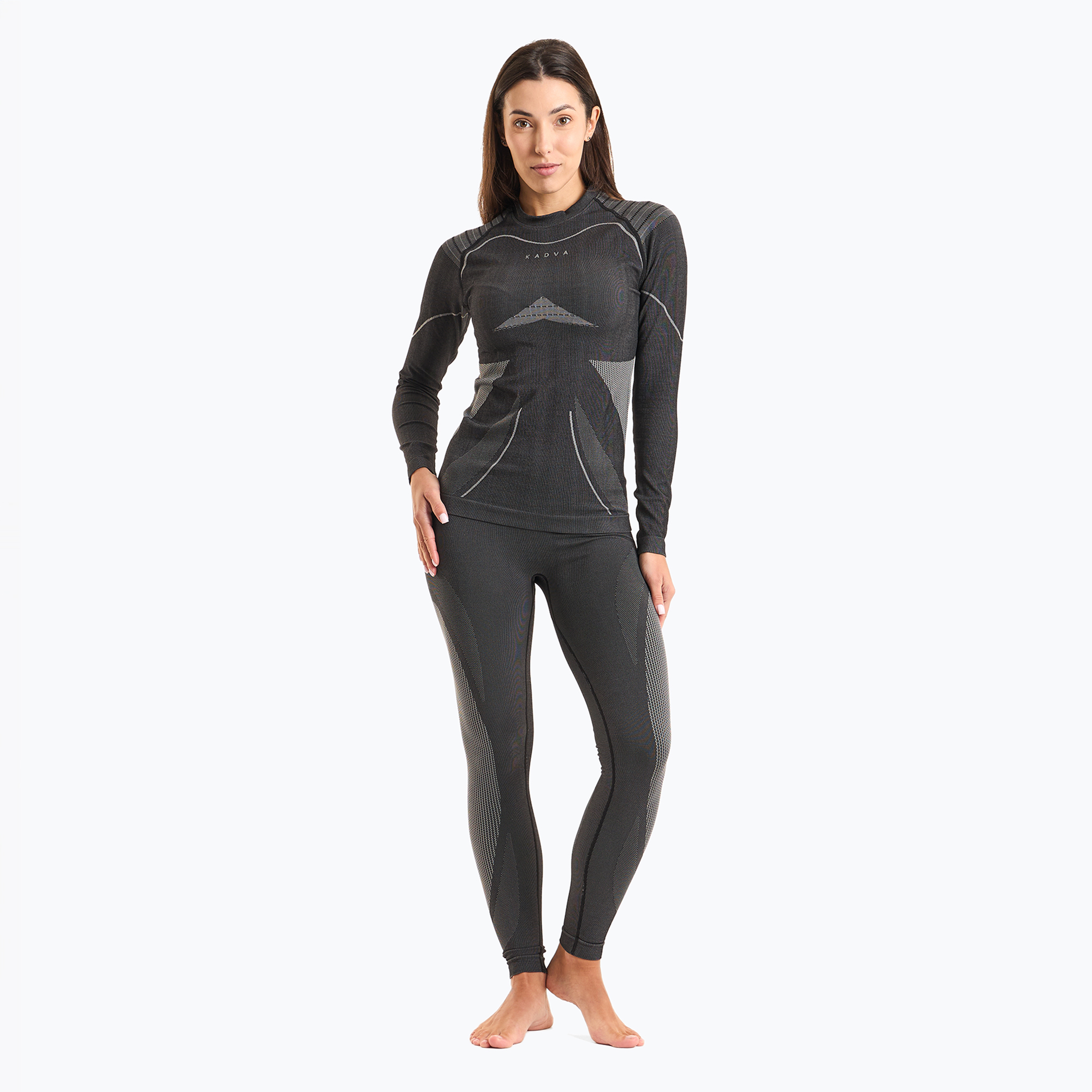 Set di biancheria intima termica da donna KADVA Streif W Set grigio scuro (L-XL) (Streif W Set KDV-B4AP015-BLK)