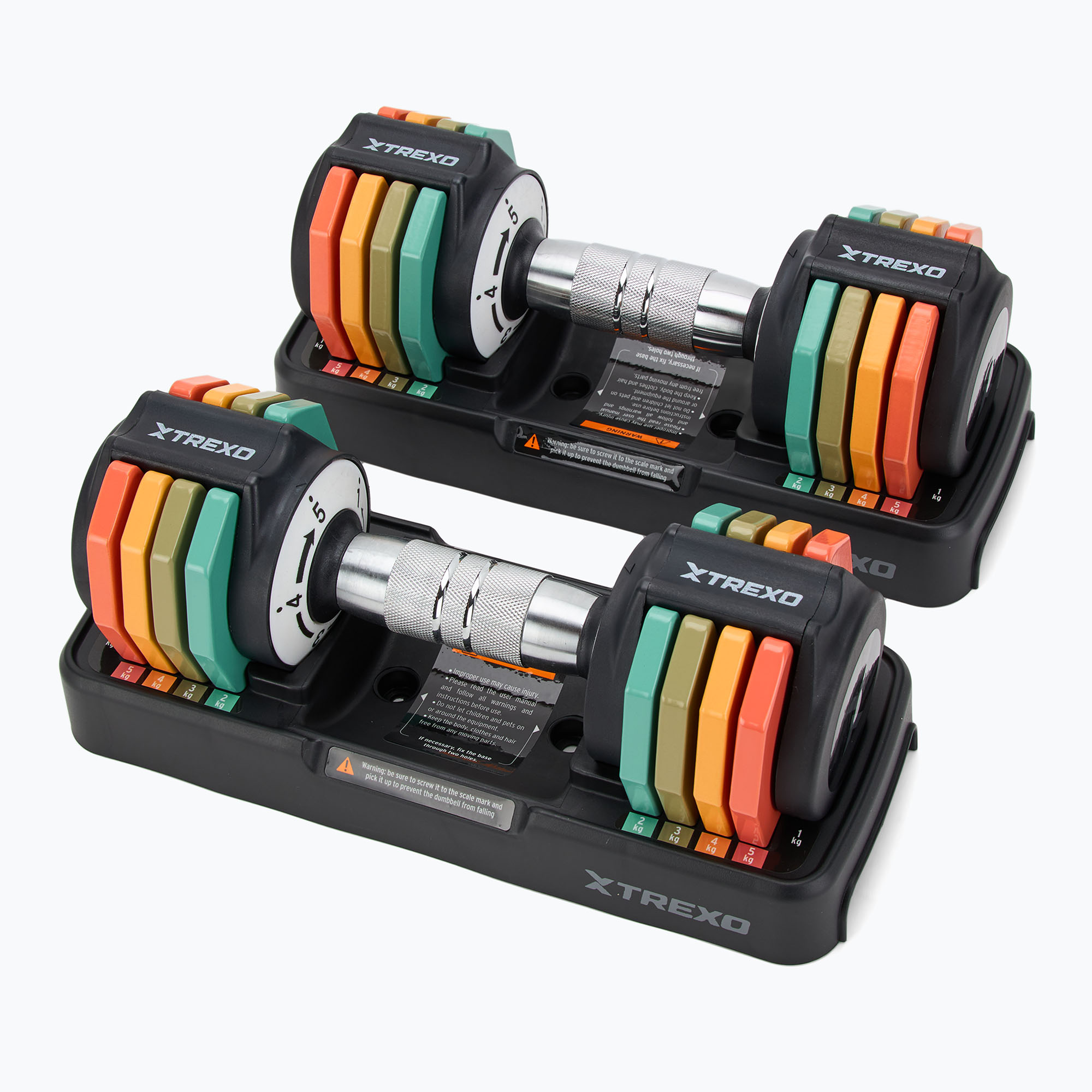 Set di manubri regolabili TREXO 2 x 5 kg multicolore